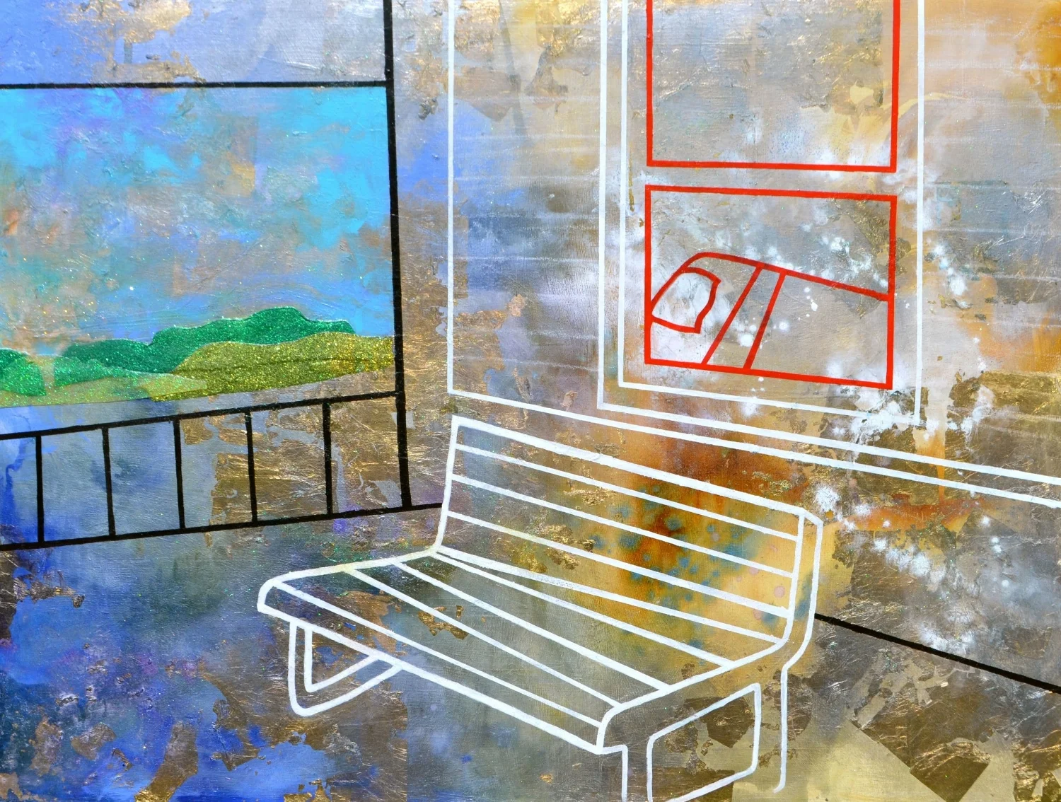   Danielle Bartlette    Sugar Shack,  2014  mixed media on wood  36''x48'' 