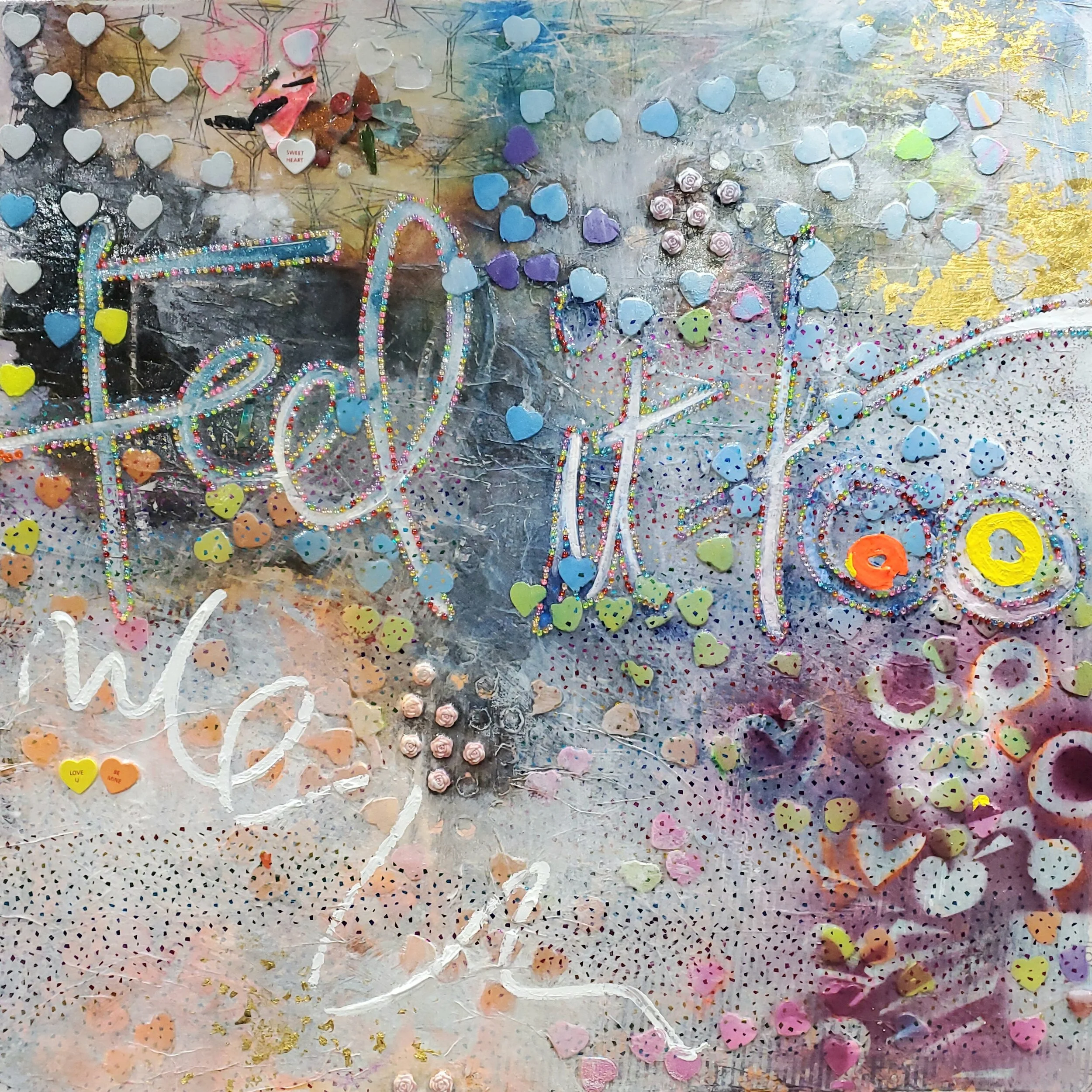 Feel It Too  Danielle Bartlette mixed media on canvas 30”x30” 2020