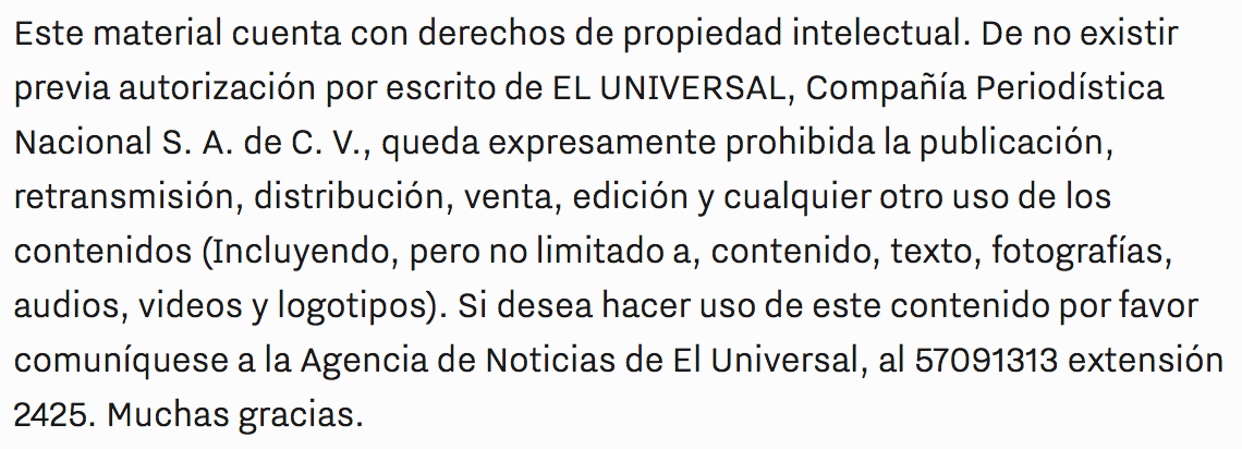 Al dar copy + paste a cualquier texto publicado en El Universal , el periódico en línea más visitado en México, aparece este anticuado mensaje. Como si fuera tan delicado citar a Ricardo Alemán para mofarse de él en Twitter.