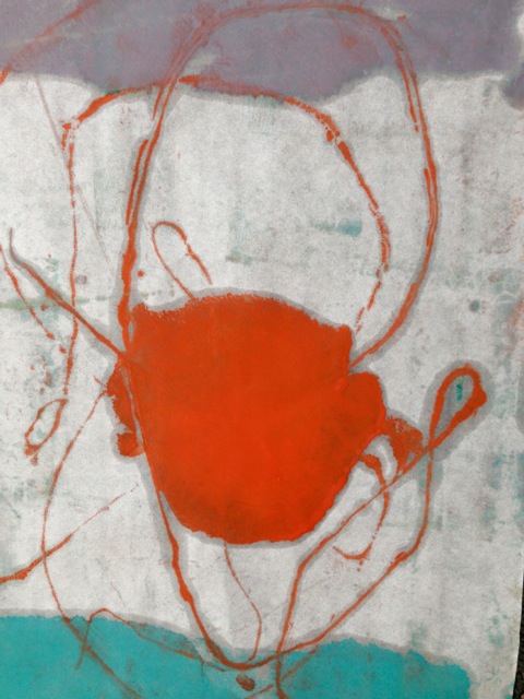 Monotype Encaustic Print by Tracy Felix. Created with Enkaustikos paints and anodized aluminum plate. 9x12"