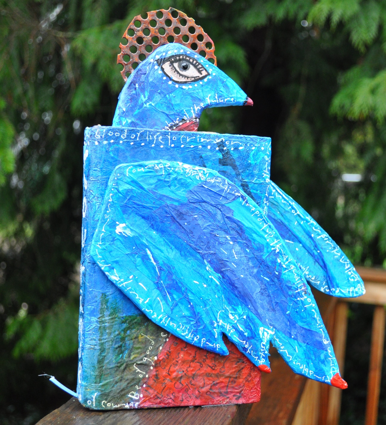 Bird of Courage. Altered book by Mary Peterson