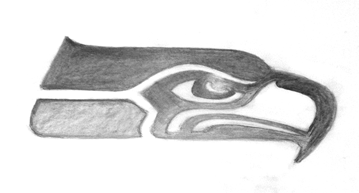 Begin darkening the darker areas. Also decided to make inner eye white so erased around that area.