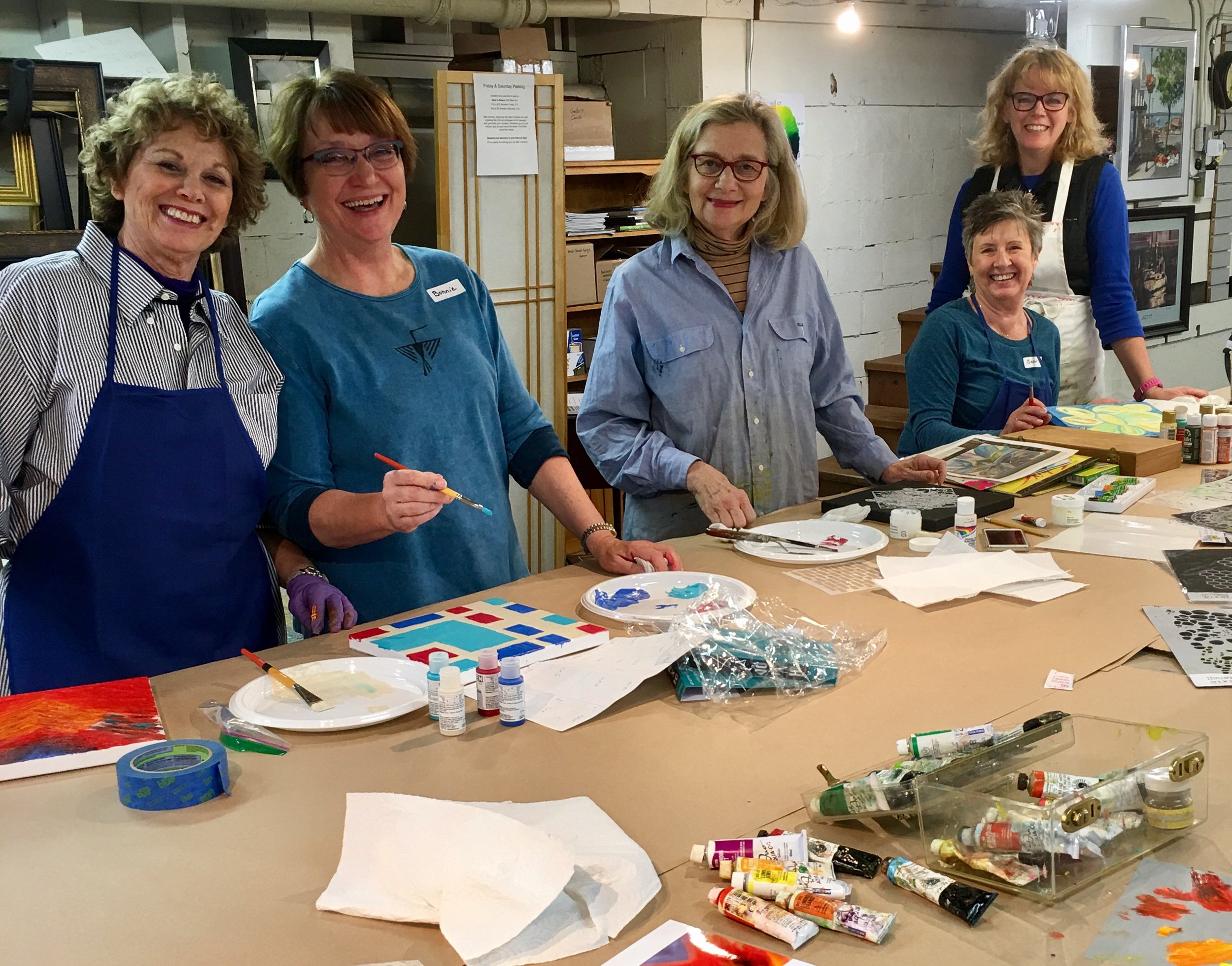 Look who showed up to paint!.... Tracy Felix (far right) with members of the board from Washington Kids in Transition at the 2nd "Paint-Together session April 11th.