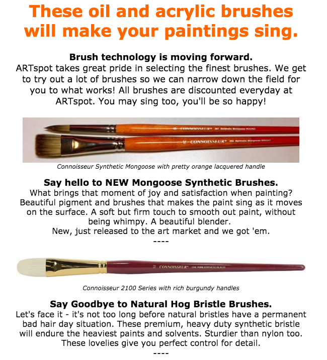 Orange Synthetic Oil & Acrylic Brushes