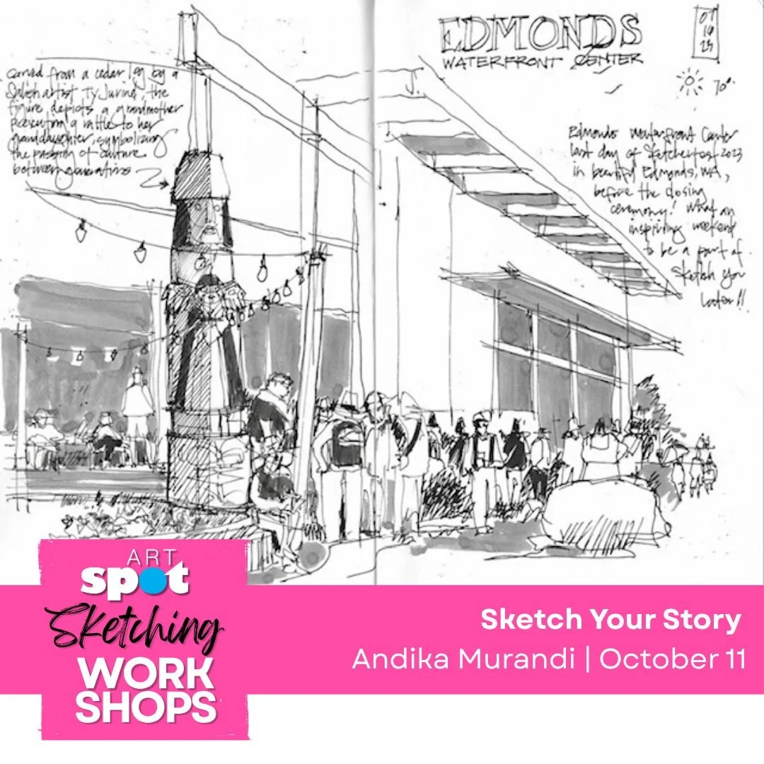 Edmonds is full of hidden architectural gems, charming houses, quirky details, and views worth sketching.

In this workshop, Andika Murandi will show you how to simplify structures, understand perspective intuitively, and make bold, beautiful pen and