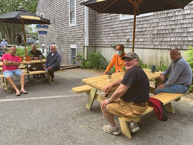 Happy to have our morning crew back together! Come down and enjoy our outdoor seating #breakfastclub #socialdistancing #undergroundbakery #dennisvillage