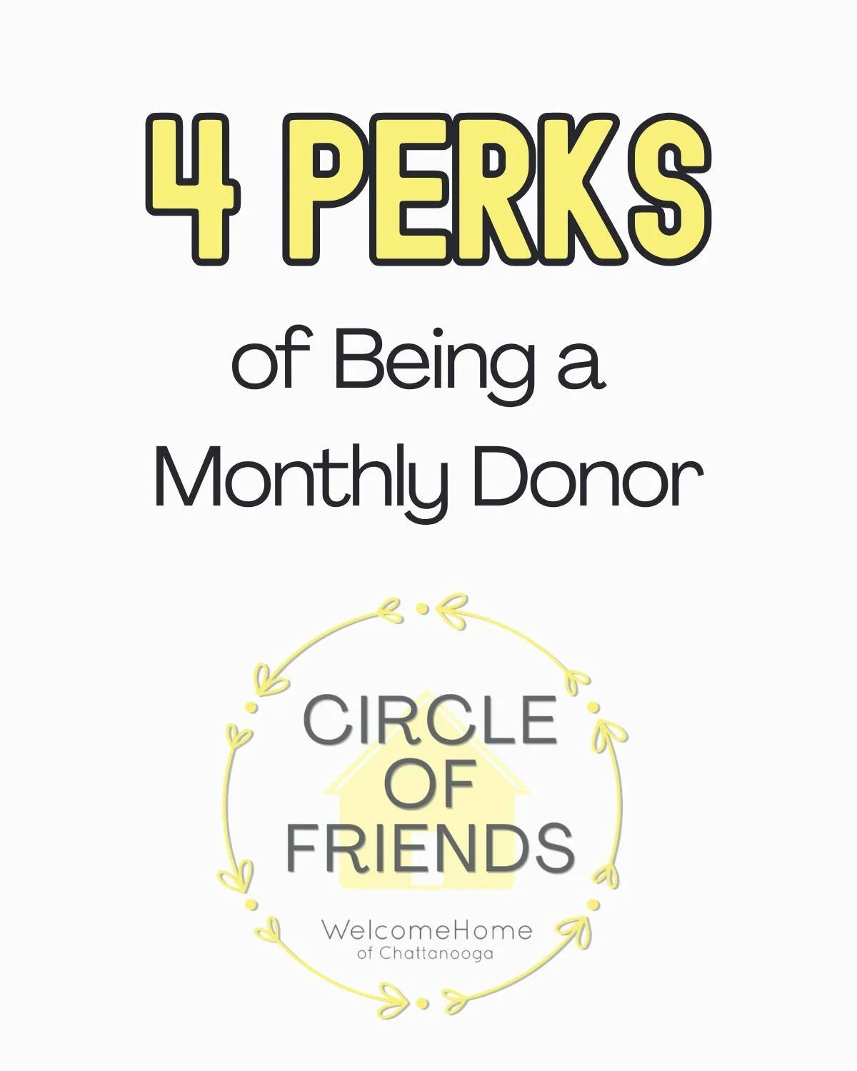 4 perks. 1 simple way to love your community. 💛 

Swipe through to see what our Circle of Friends monthly donors already know, and which one is your &rdquo;A-ha!" moment. 👉

#WelcomeHomeofChattanooga #NonProfit #hospice #HospiceHome #WalkingEa