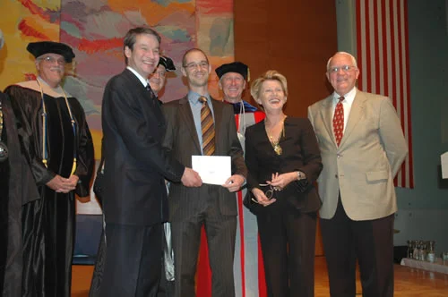 from left: Dr Milton Pressley, UNO-Innsbruck Int'l Summer School Academic Director, Dr. Gerhard Bacher, representative from the Land Tirol, behind him Rektor Manfried Gantner, LFU Innsbruck, Meinhard Legerer, Nick Mueller Fellow, behind him Dr. Timothy P. Ryan, Chancellor of The University of New Orleans, the honorable Hilde Zach, Mayor of the City of Innsbruck, and Dr. Gordon 'Nick' Mueller, President and CEO, America's World War II Museum