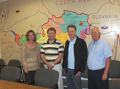 From left to right: Center Austria's Gertraud Griessner, Austrian Consul-General Martin Kraemer, Austrian Trade Representative, Chicago, Franz Roessler, and Professor Bobby Dupont.
