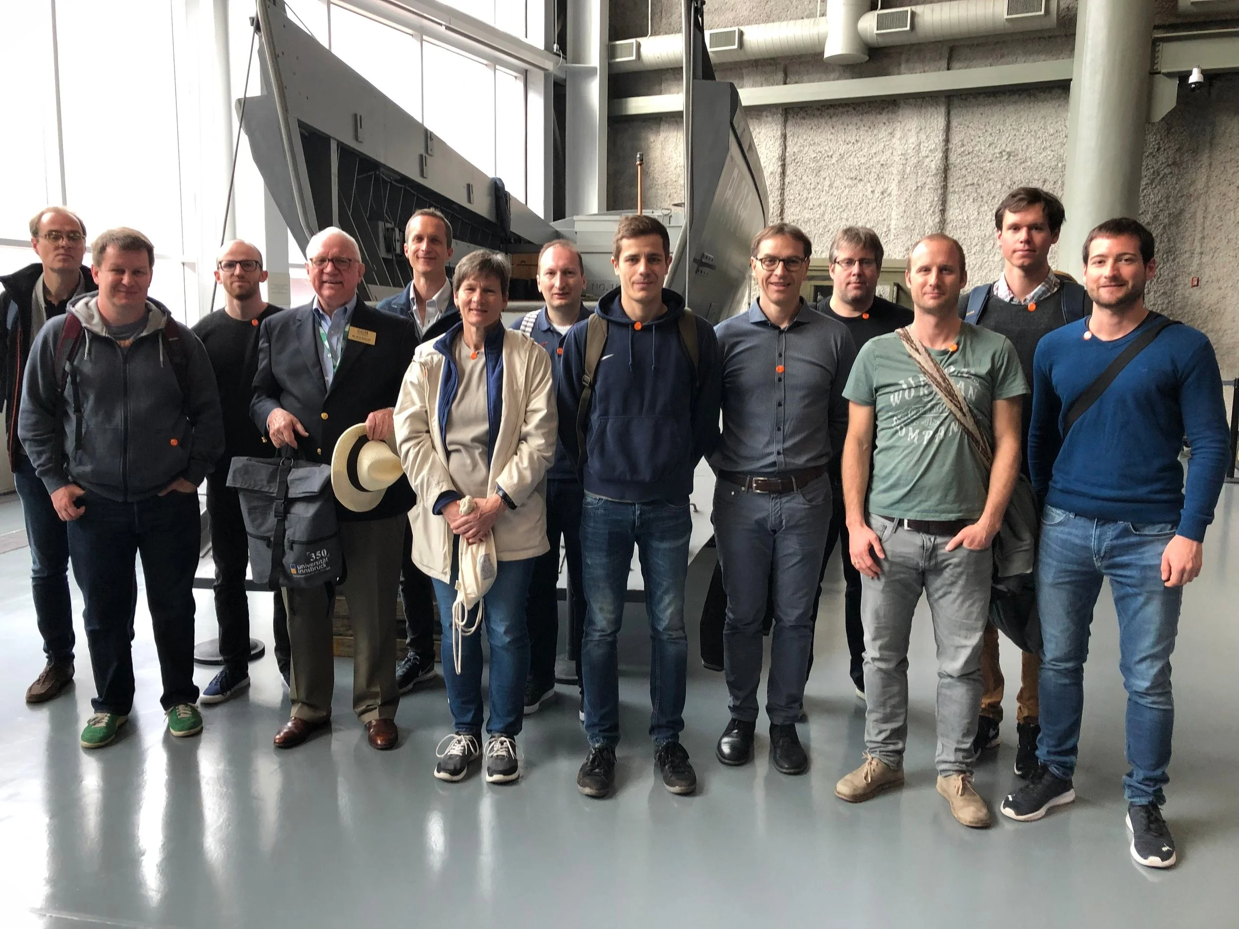 The group at the National World War II Museum with founding president Gordon “Nick” Mueller (4th from left)