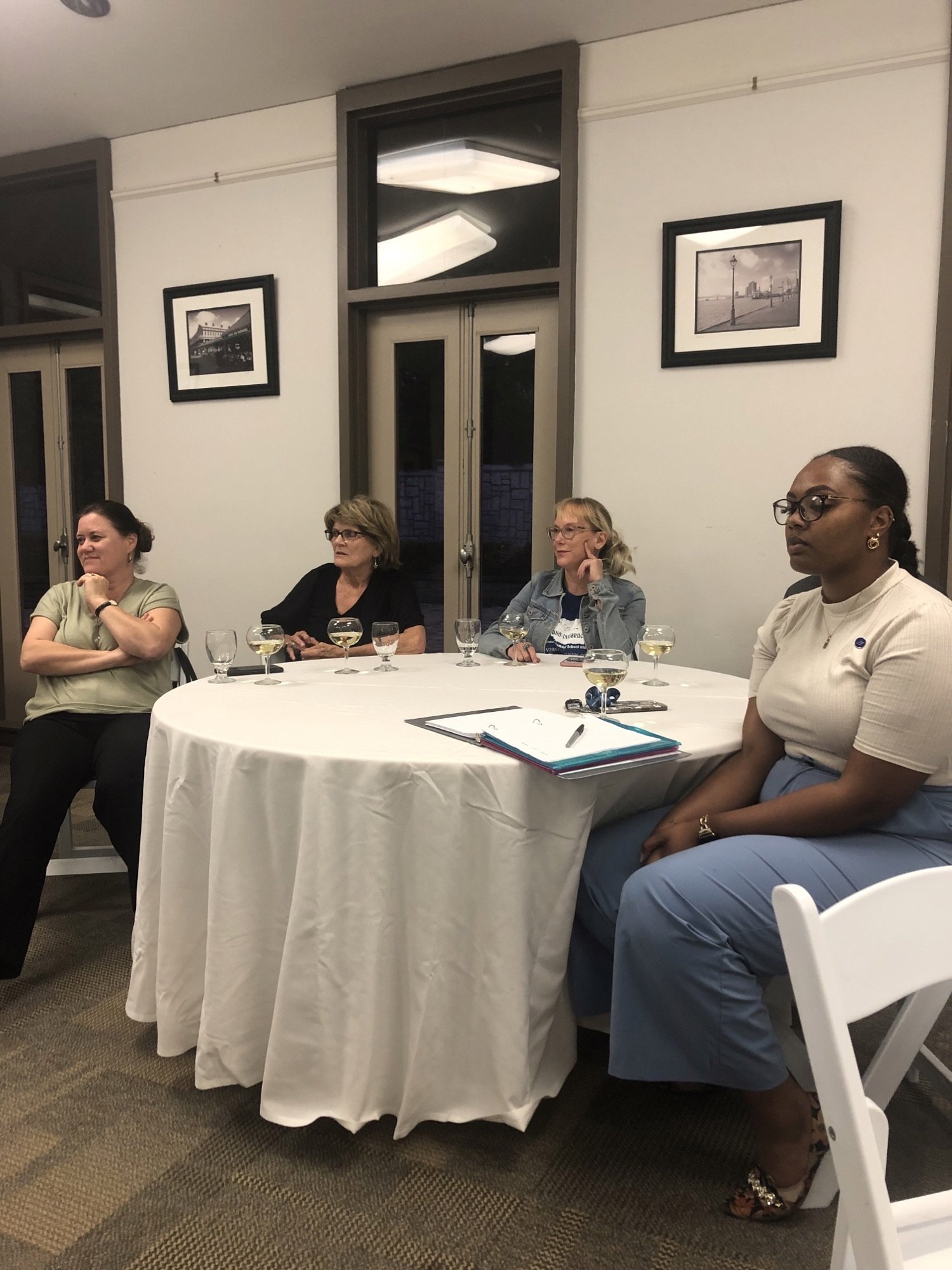  from left: Dr Irene Ziegler, Mrs Susan Clade, Mrs. Jamie Carreras and a student in Dr Bordelon's class 