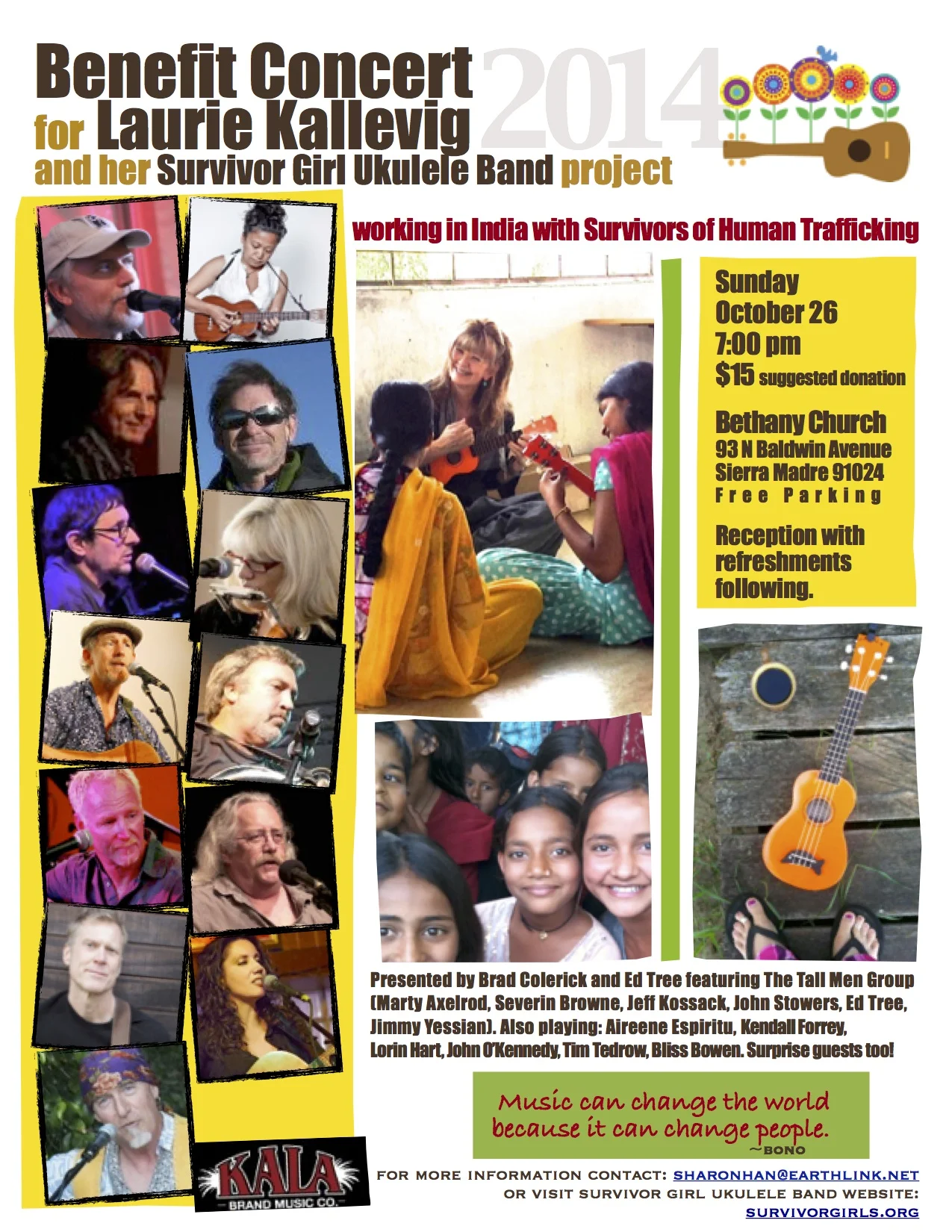 benefit for laurie kallevig's survivor girl ukulele band project featuring the tall men group