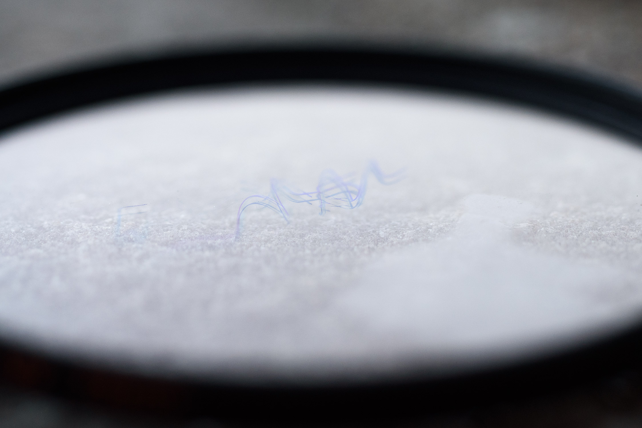 Permanent ink applied on counterfeit filter.