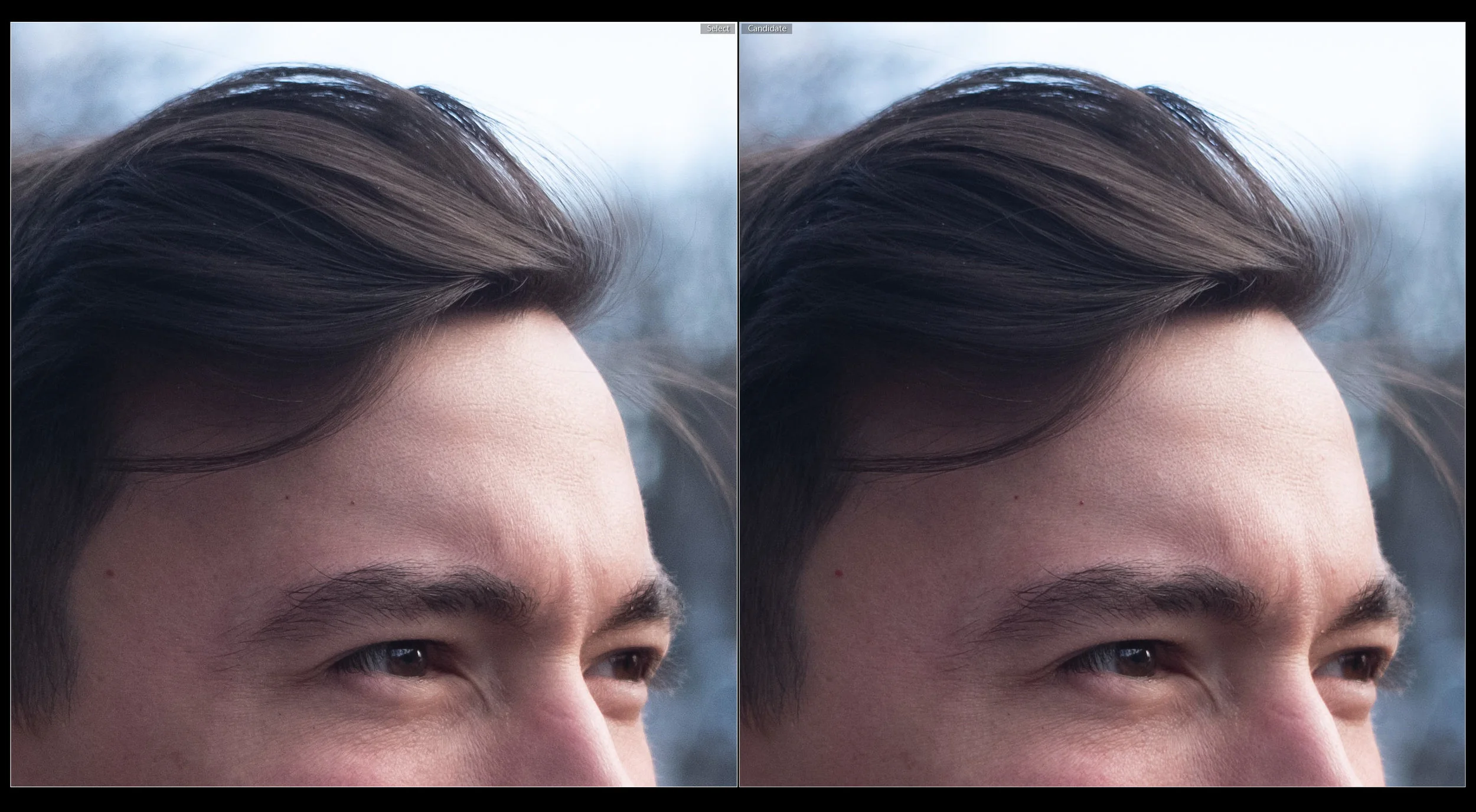 RAF left, DNG right compared in Lightroom CC latest version