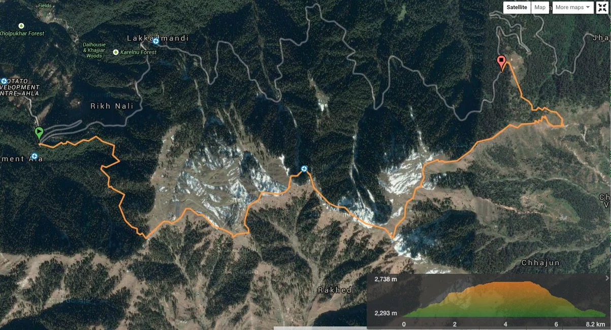 route overview - Dalhousie to Khajjiar (view in wikiloc / google maps)