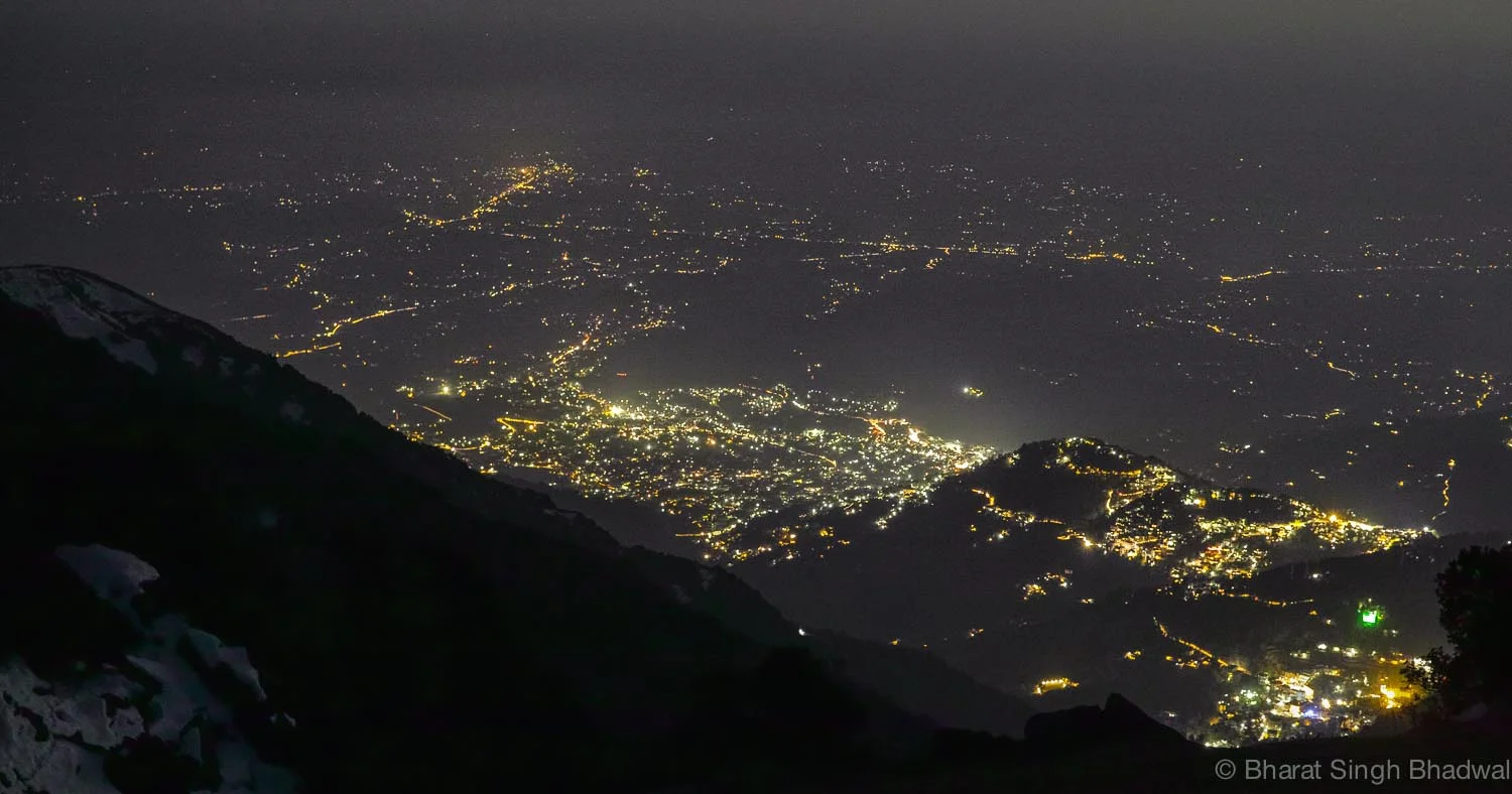 Dharamsala and Mcleodganj - at night from Triund