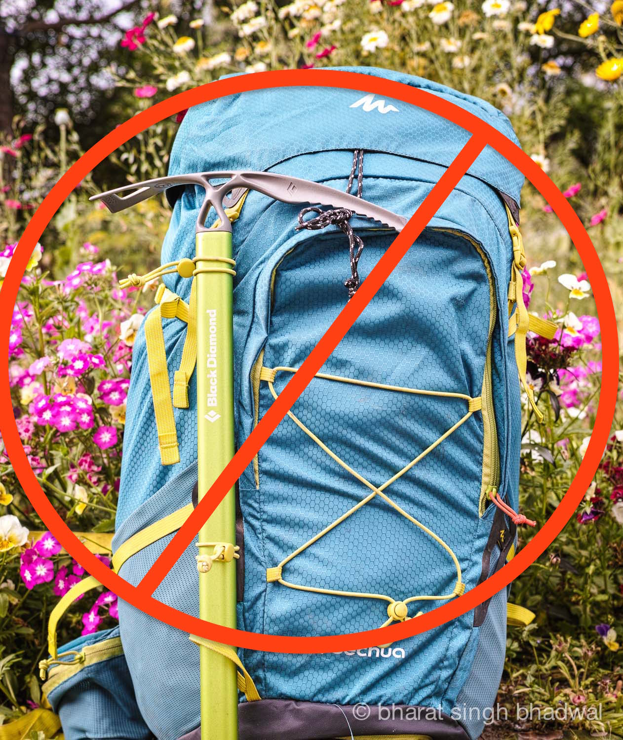 An incorrectly packed ice axe