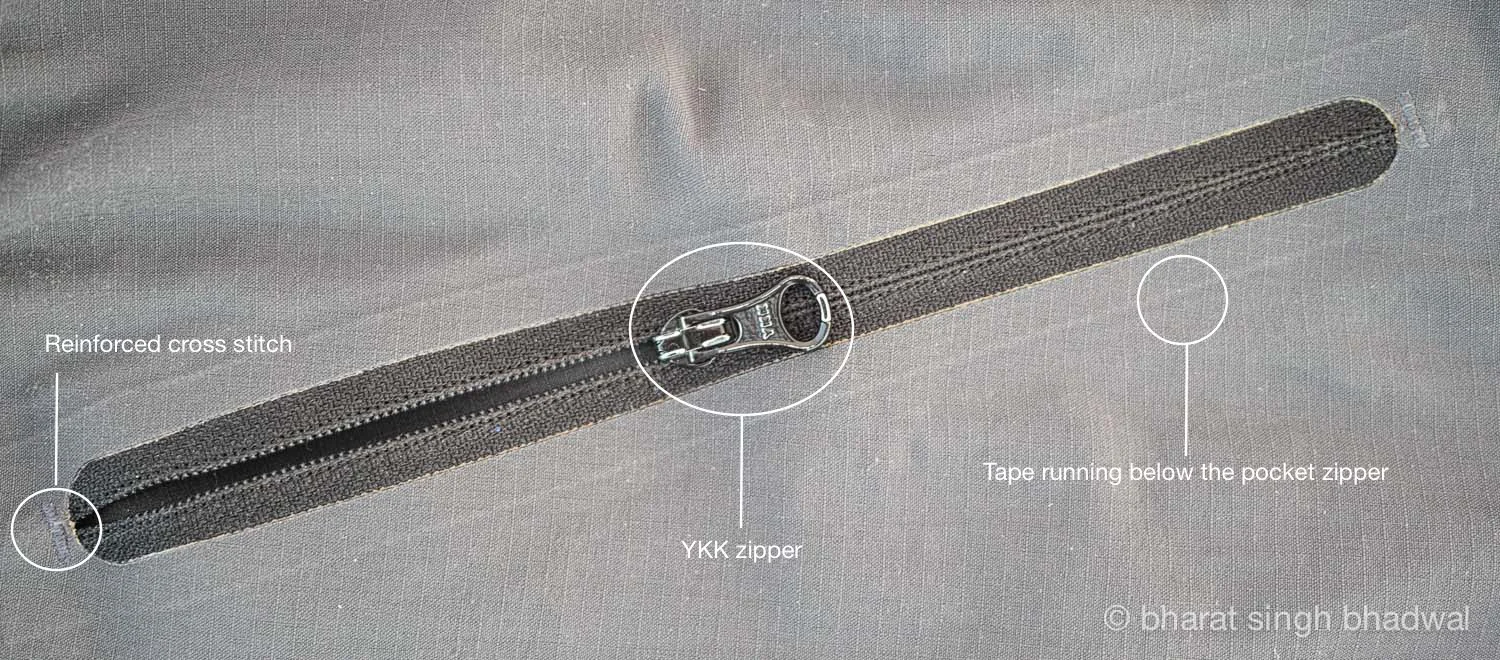Front slash pocket zipper