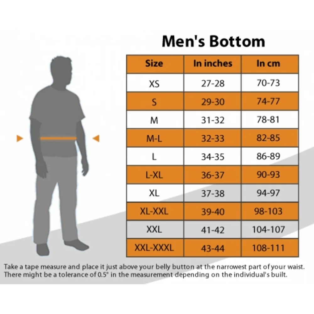 Decathlon trouser fit chart. Image © Decathlon India.