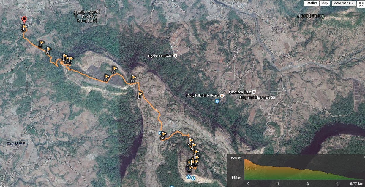 2D route overview - Kothaligad to Ambivali (view in wikiloc / google maps )