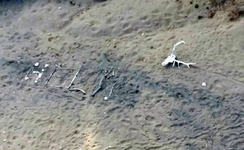 Rodgers spelt out 'HELP' with sticks and stones