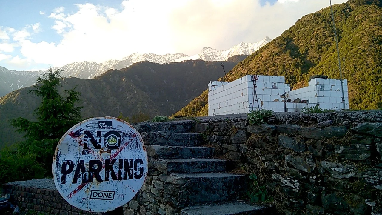 No Parking Sign near the Durga Temple