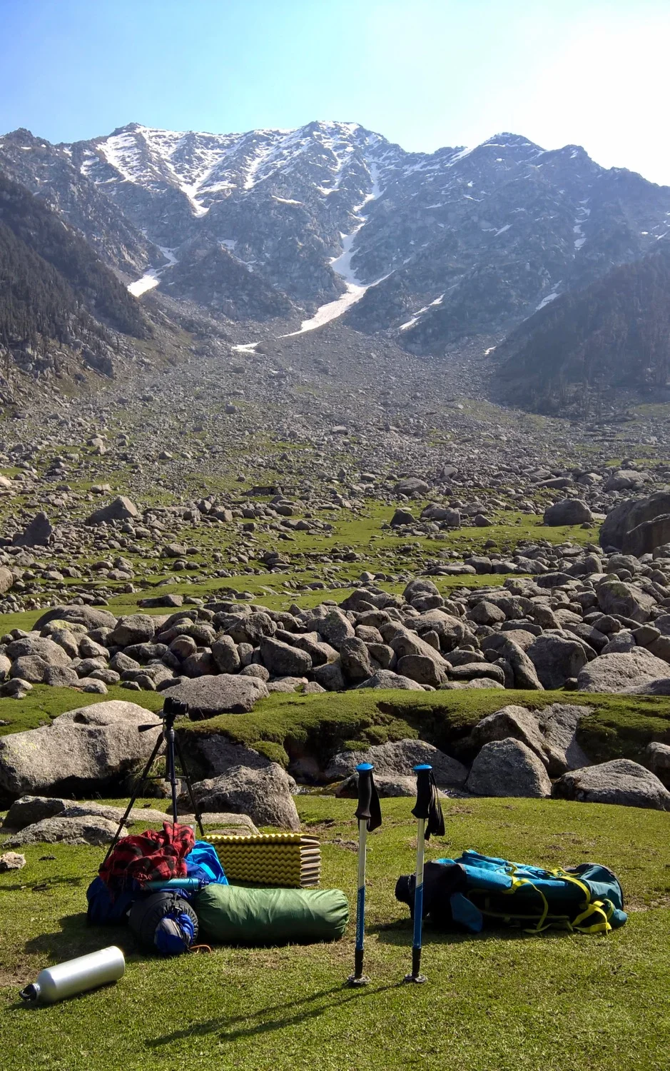 You don't want to carry all of that to explore the moraine beyond