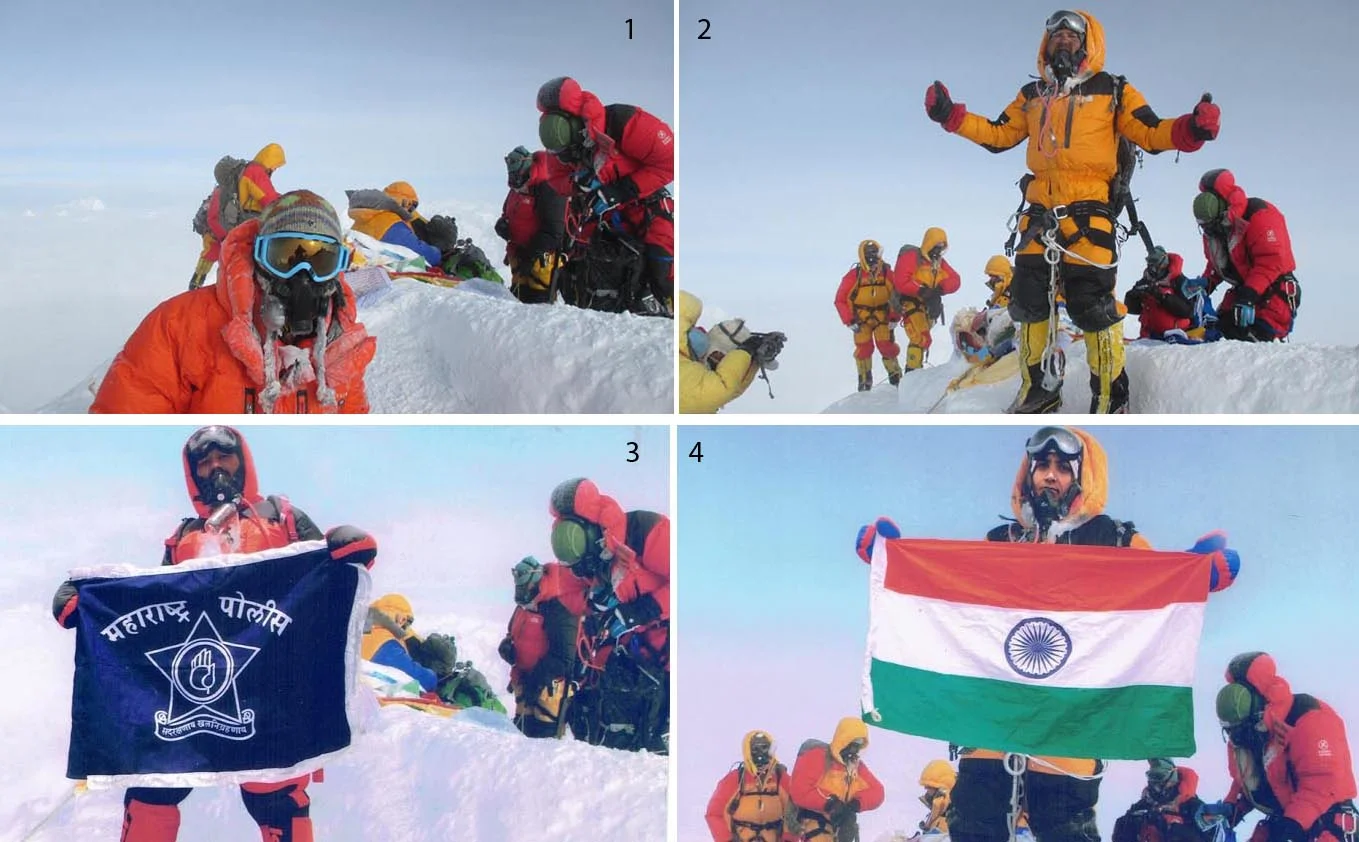 Satyarup Siddhantha (2) had charged that Dinesh Chandrakant Rathod (3) and his wife Tarkeshwari Chandrakant Bhelerao (4) morphed his photographs (1 & 2), taken on the top of Mt Everest, and submitted to Nepal’s Department of Tourism to get the Everest summit certificates.