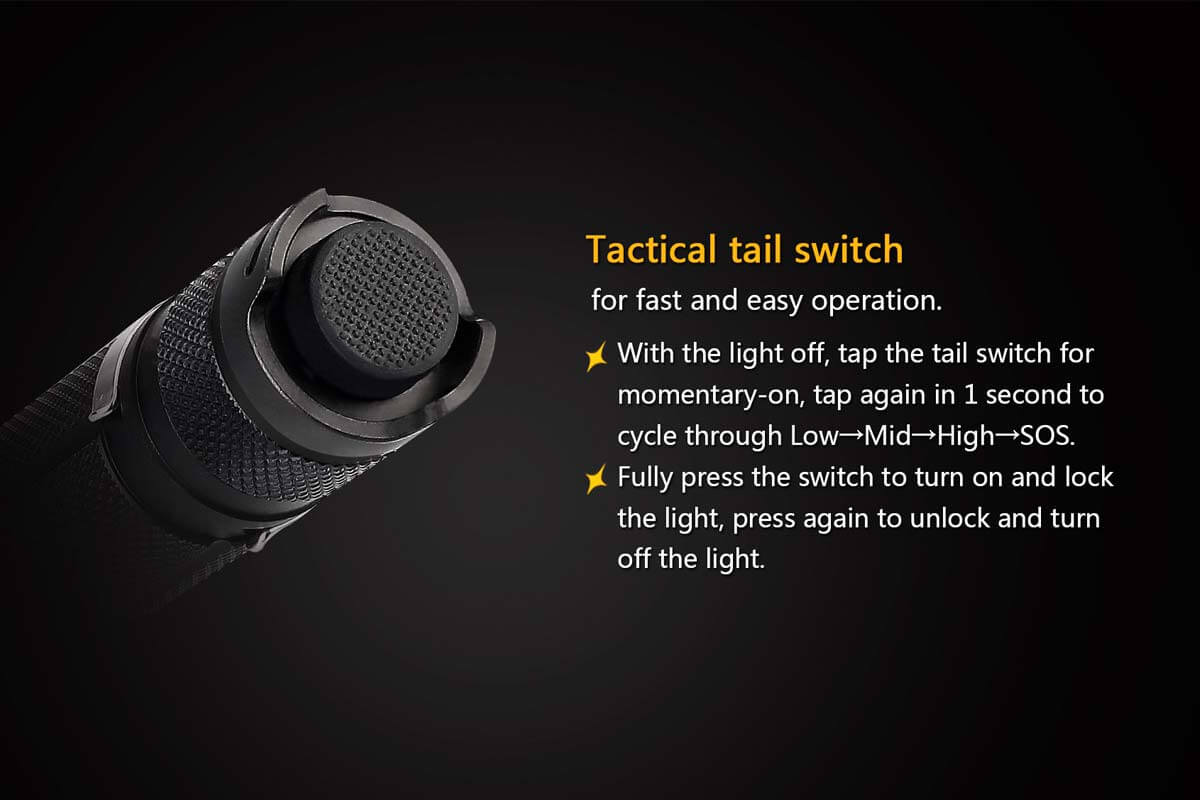 SOS mode built in via tail switch