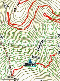 Topographical map in daylight mode