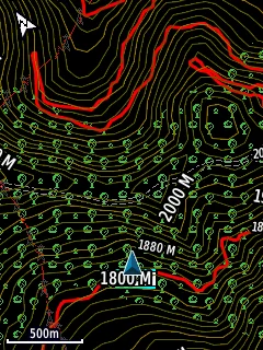 Topographical map in inverted/night mode