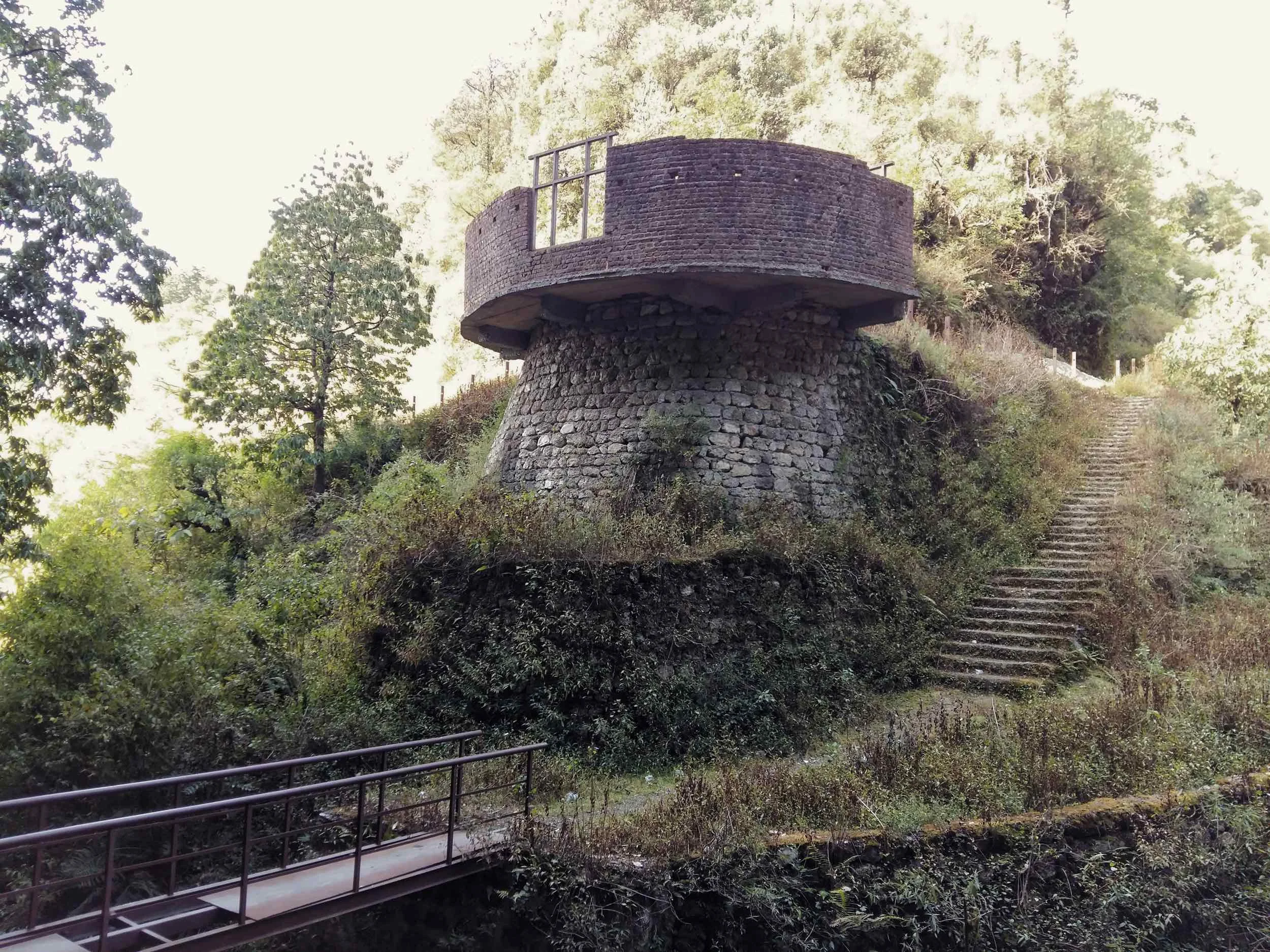 The semi constructed viewpoint / restaurant at Mossy Fall with the bridge that leads to the temple in the foreground