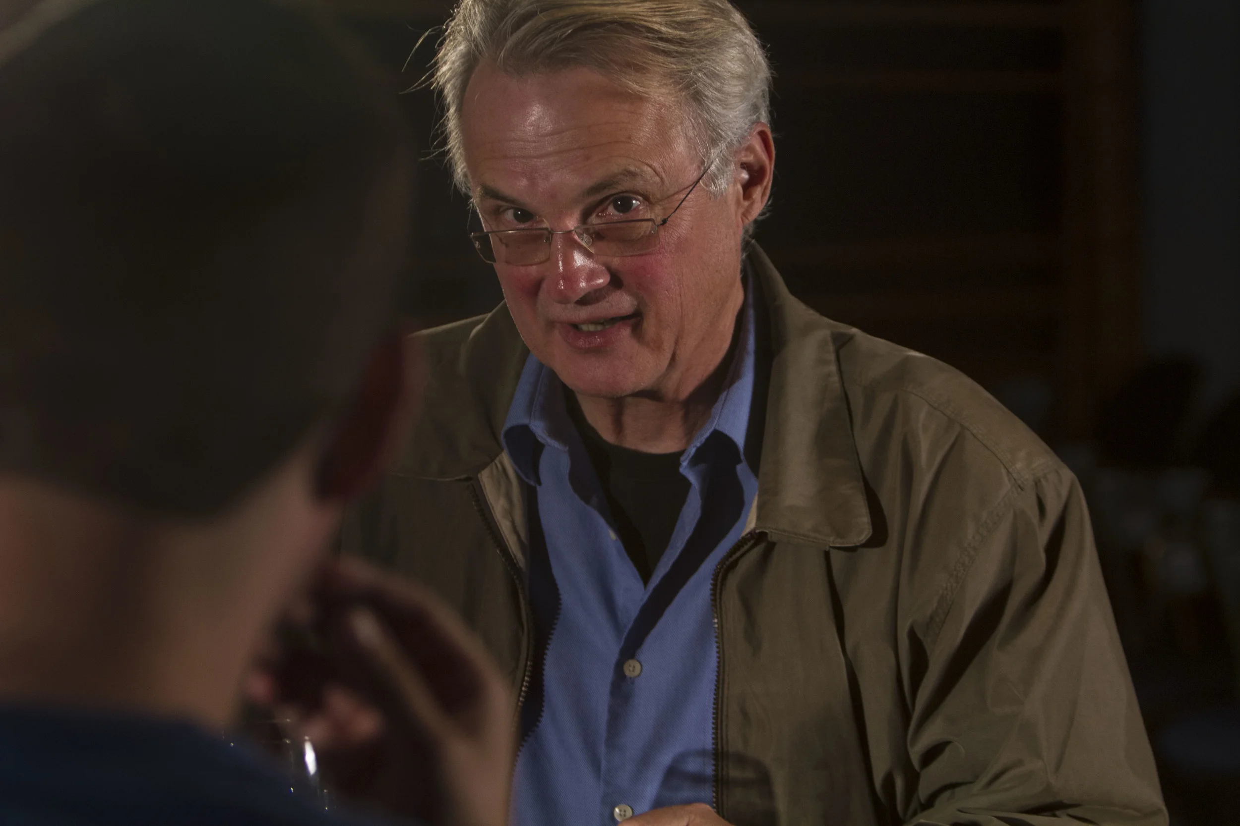 David works with an actor during auditions