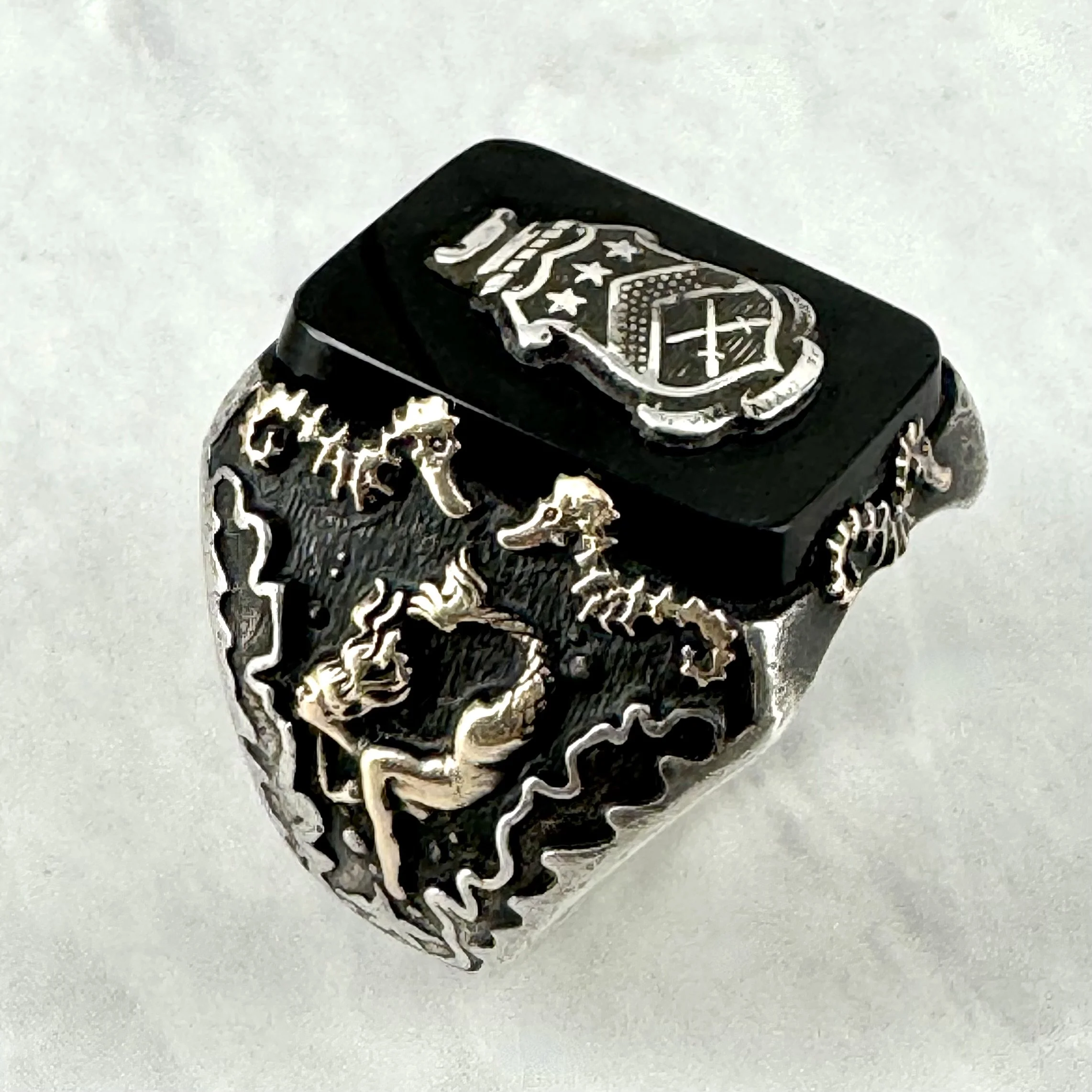 Vintage Silver and Gold Mermaid Signet Ring