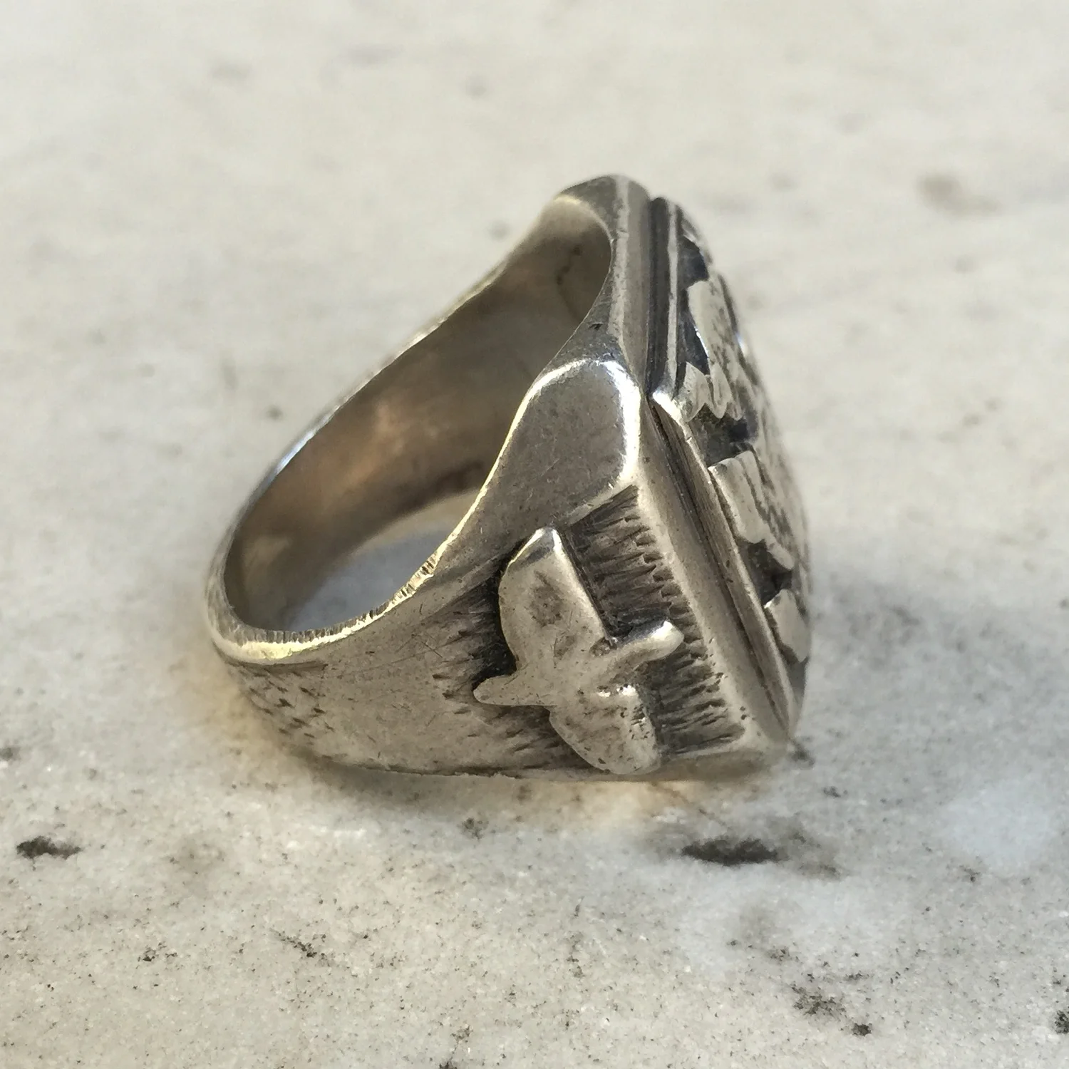 Vintage WW2 USAAF Pilot Wings Federal Eagle Mexican Silver Ring 