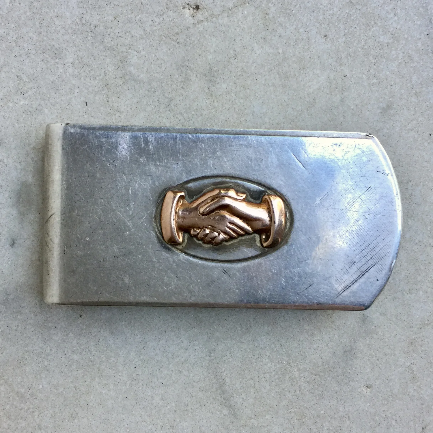 Vintage Silver & Gold Handshake Money Clip — Worn-Over-Time
