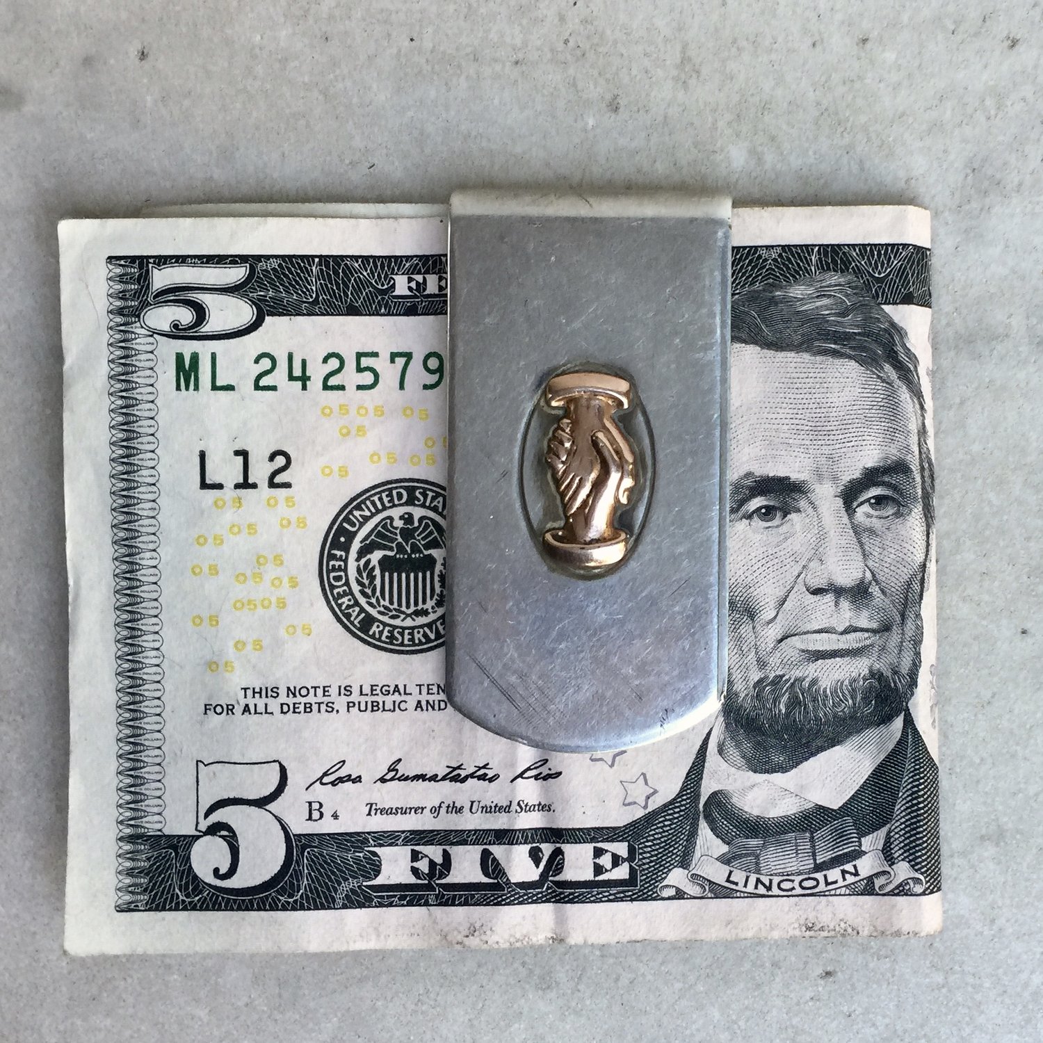 Vintage Silver & Gold Handshake Money Clip — Worn-Over-Time