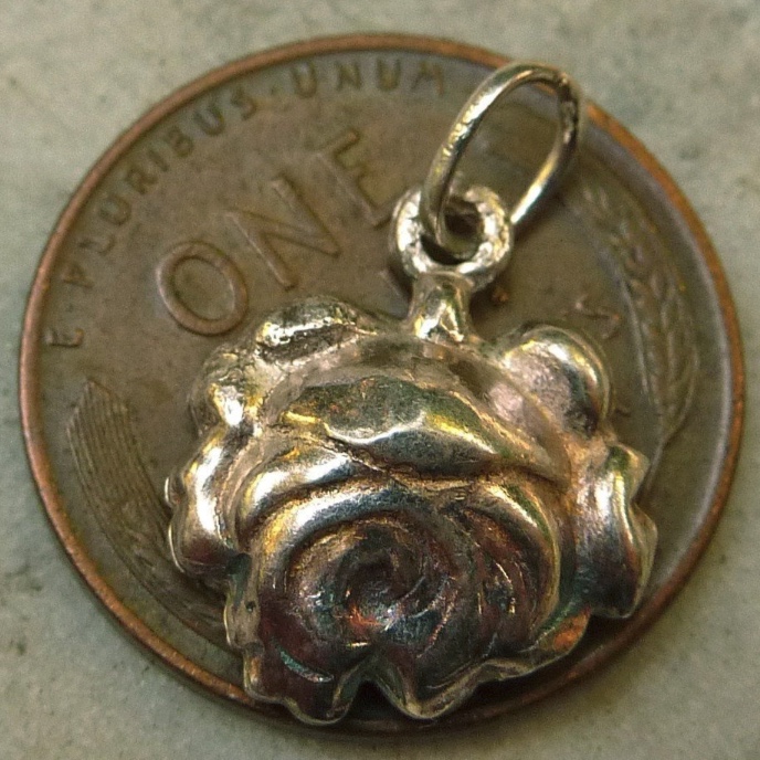 THE LITTLE FLOWER Vintage French St. Therese Blue Enamel Sterling Silver  Rose Medal Charm Pendant — Worn-Over-Time