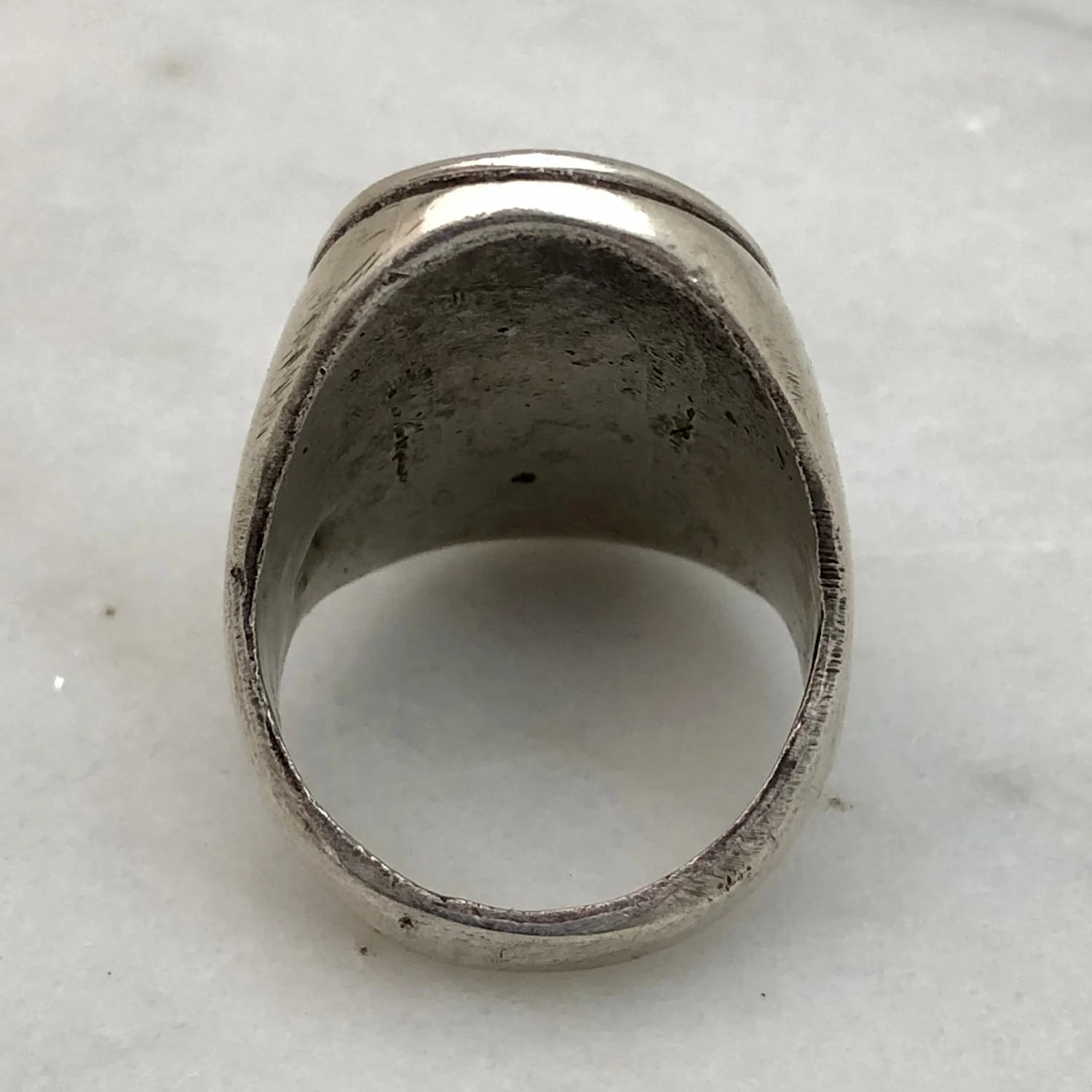 Vintage Zuni Inlaid Silver Turquoise & Black Onyx Star Ring — Worn