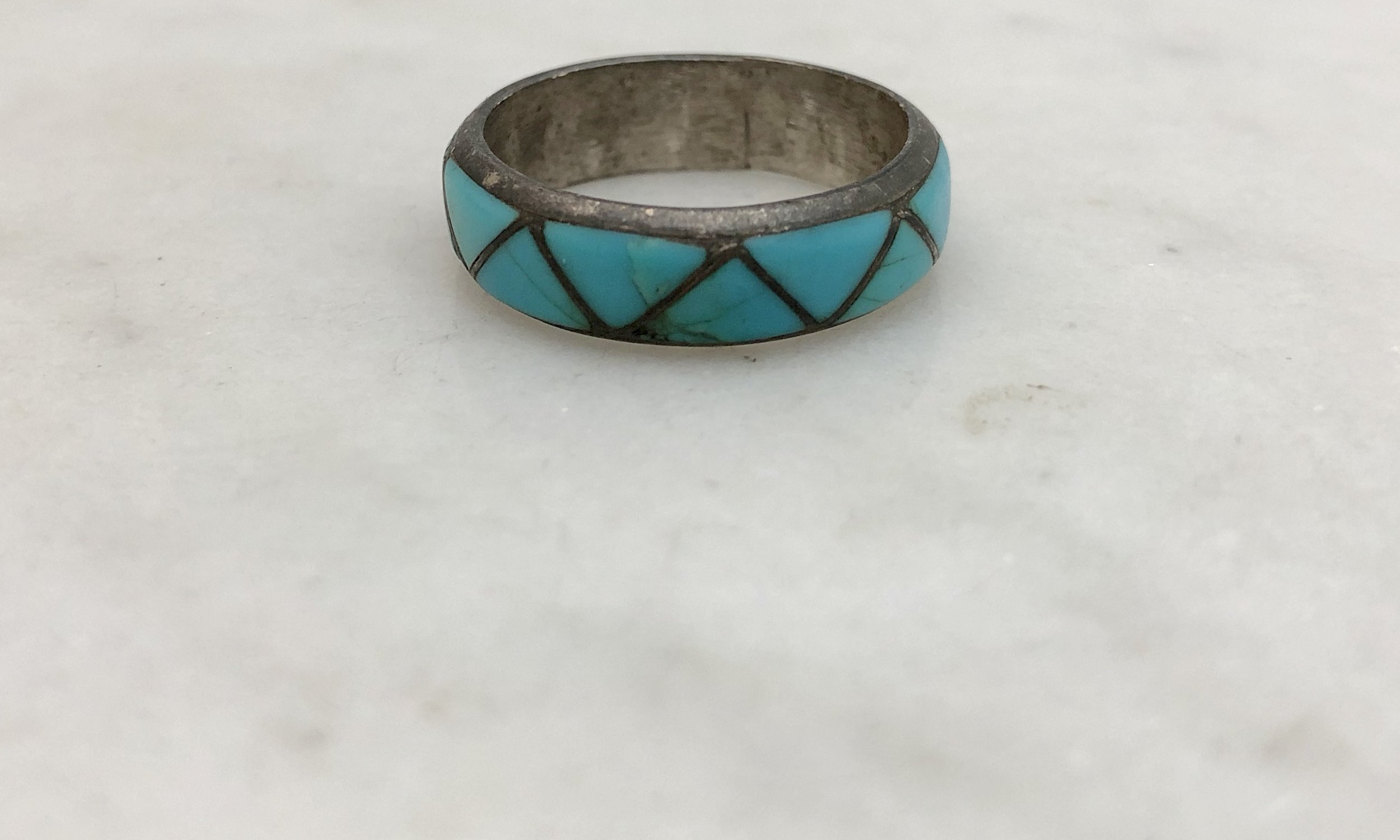Fred Harvey Era Dainty Vintage Turquoise Ring