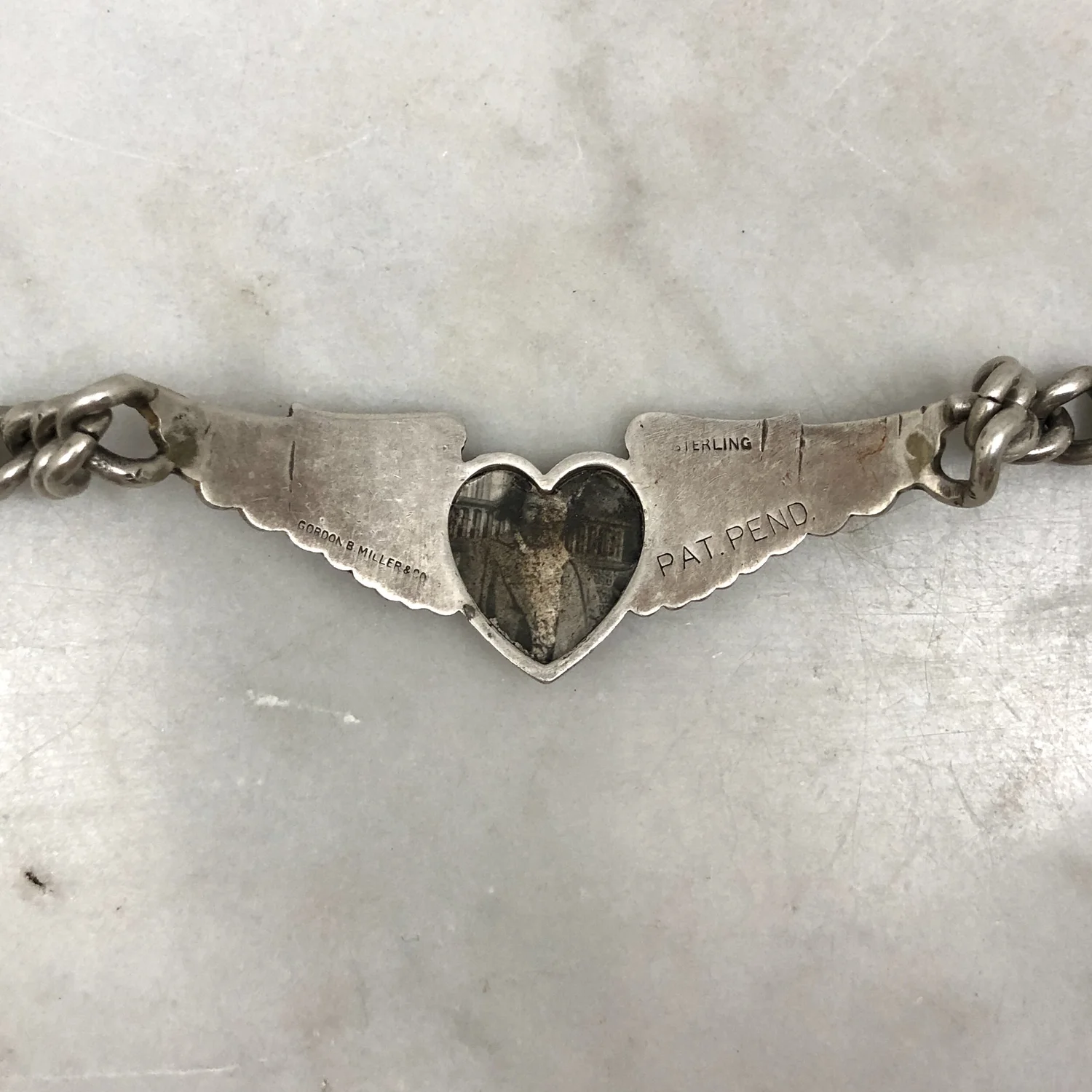 Rare WW2 Enameled Silver Stars & Stripes Heart Pilots Wings