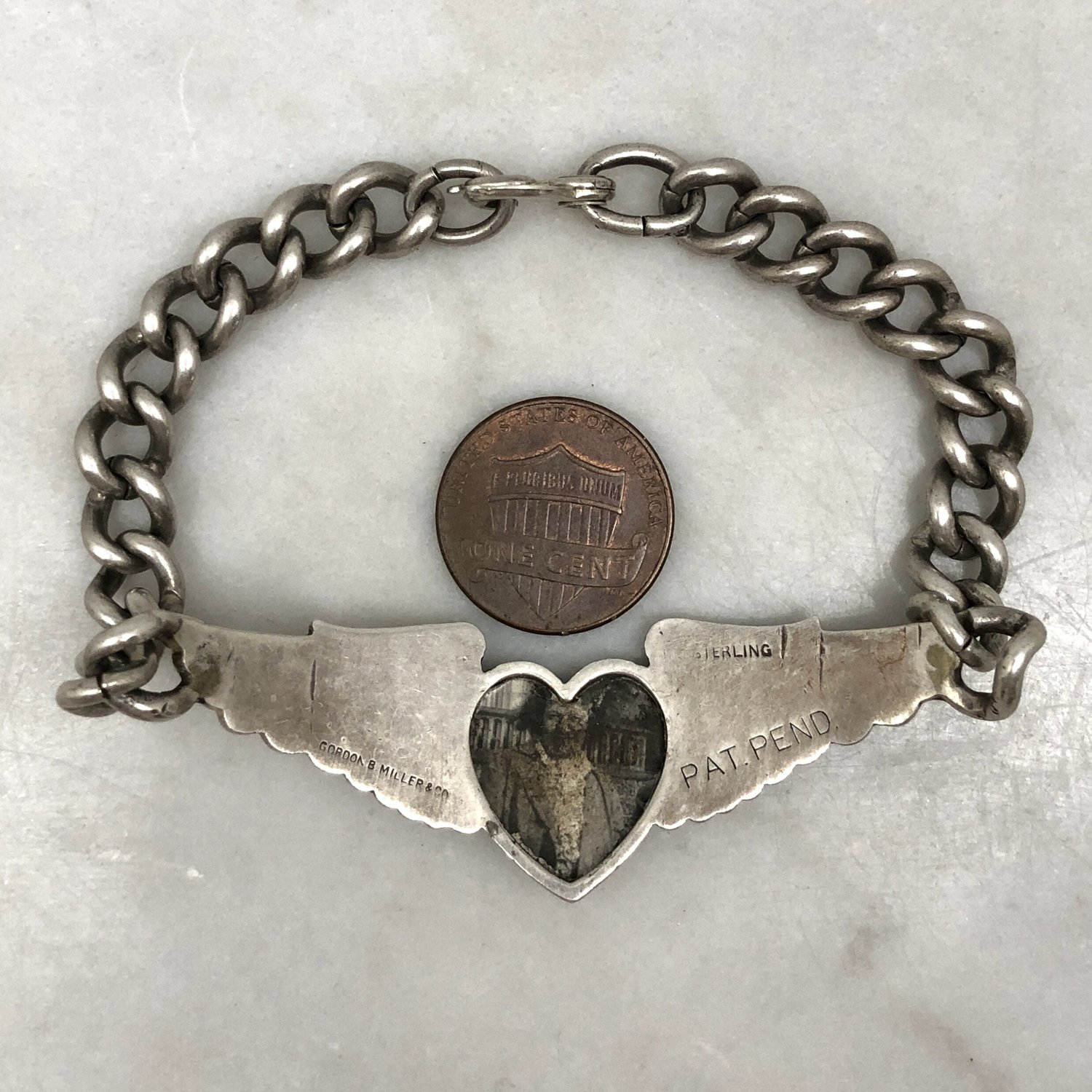 Rare WW2 Enameled Silver Stars & Stripes Heart Pilots Wings