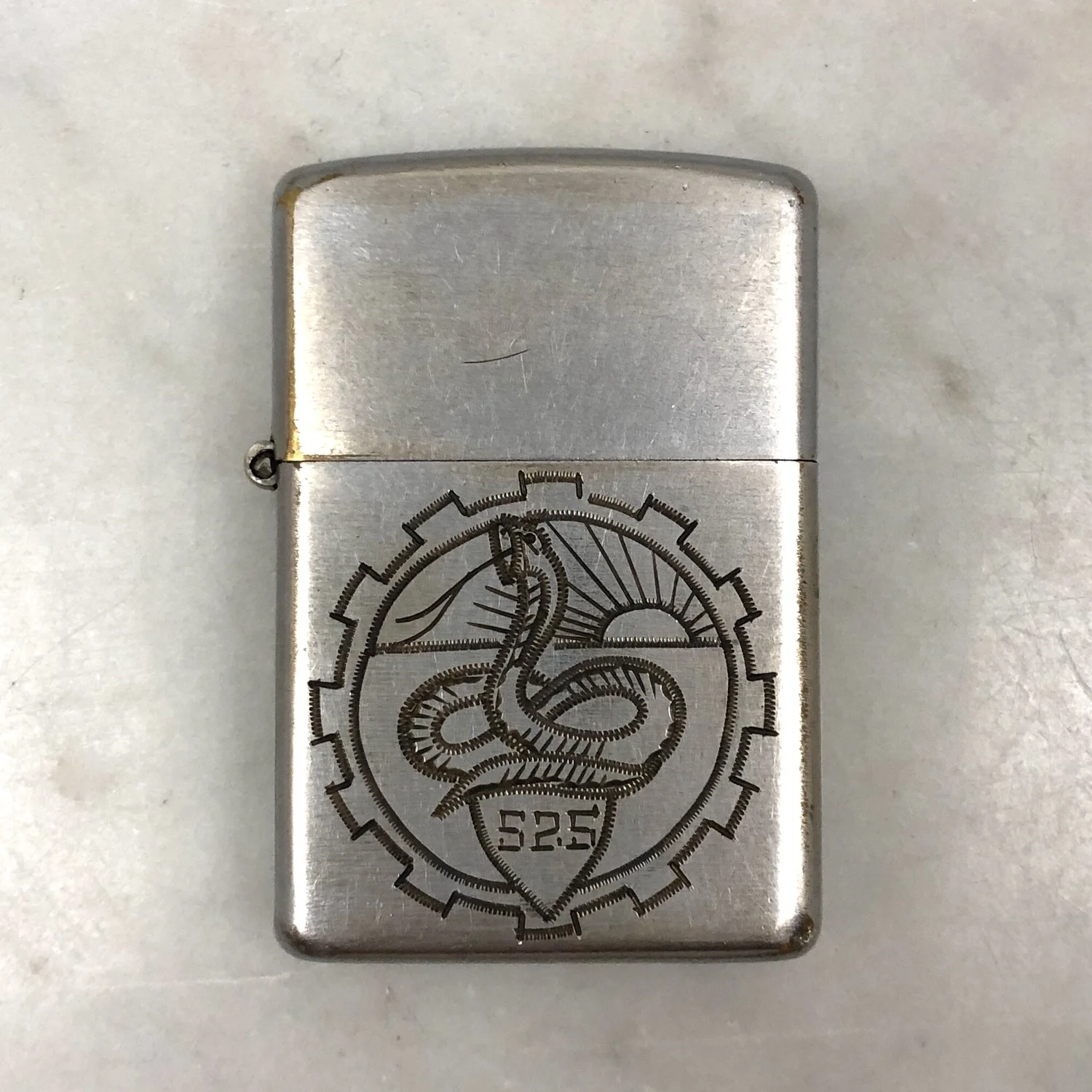 Vietnam Era Hand Engraved Snake 525 ZIPPO Lighter — Worn-Over-Time