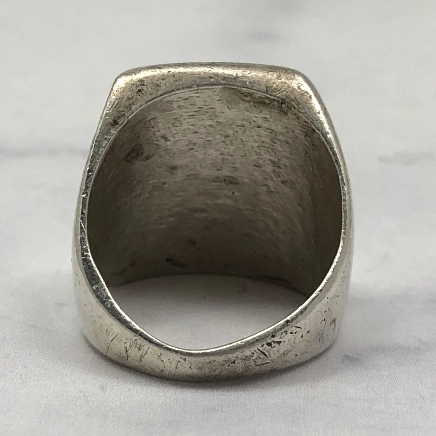Fred Harvey Era Zuni Multi Stone Inlay Silver Ring — Worn