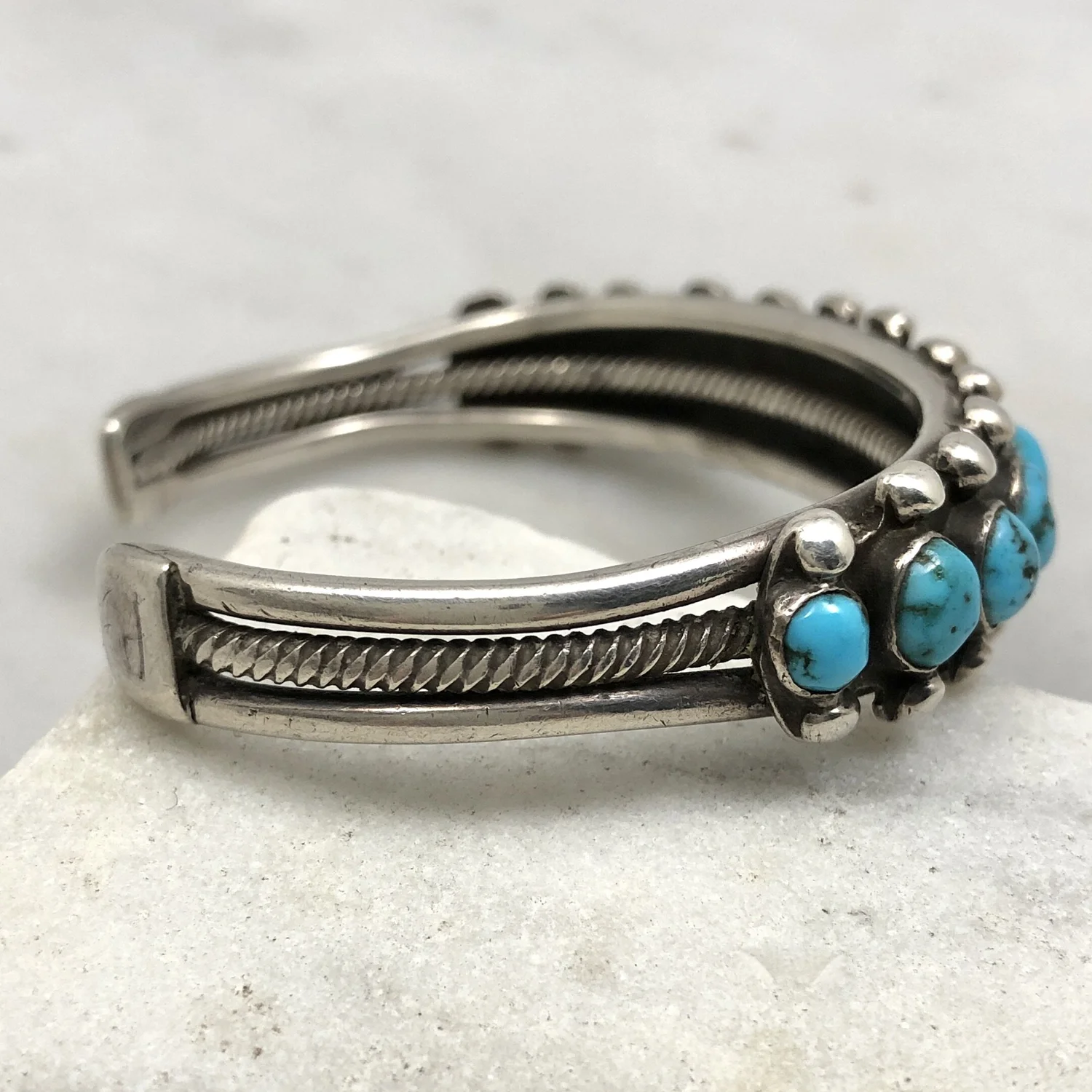Fred Harvey Era Navajo 13 Oval Stone Turquoise Twisted Wire