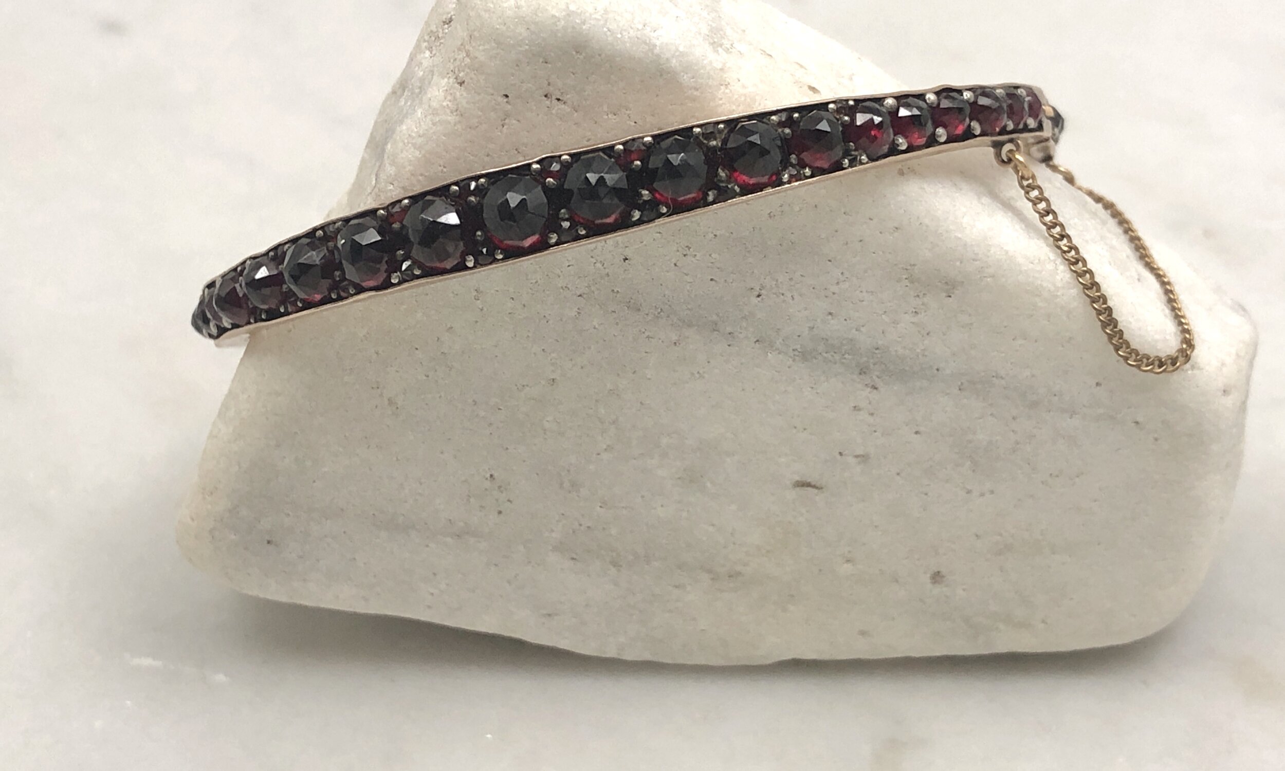 Antique Garnet Hinged Bangle Eternity Bracelet