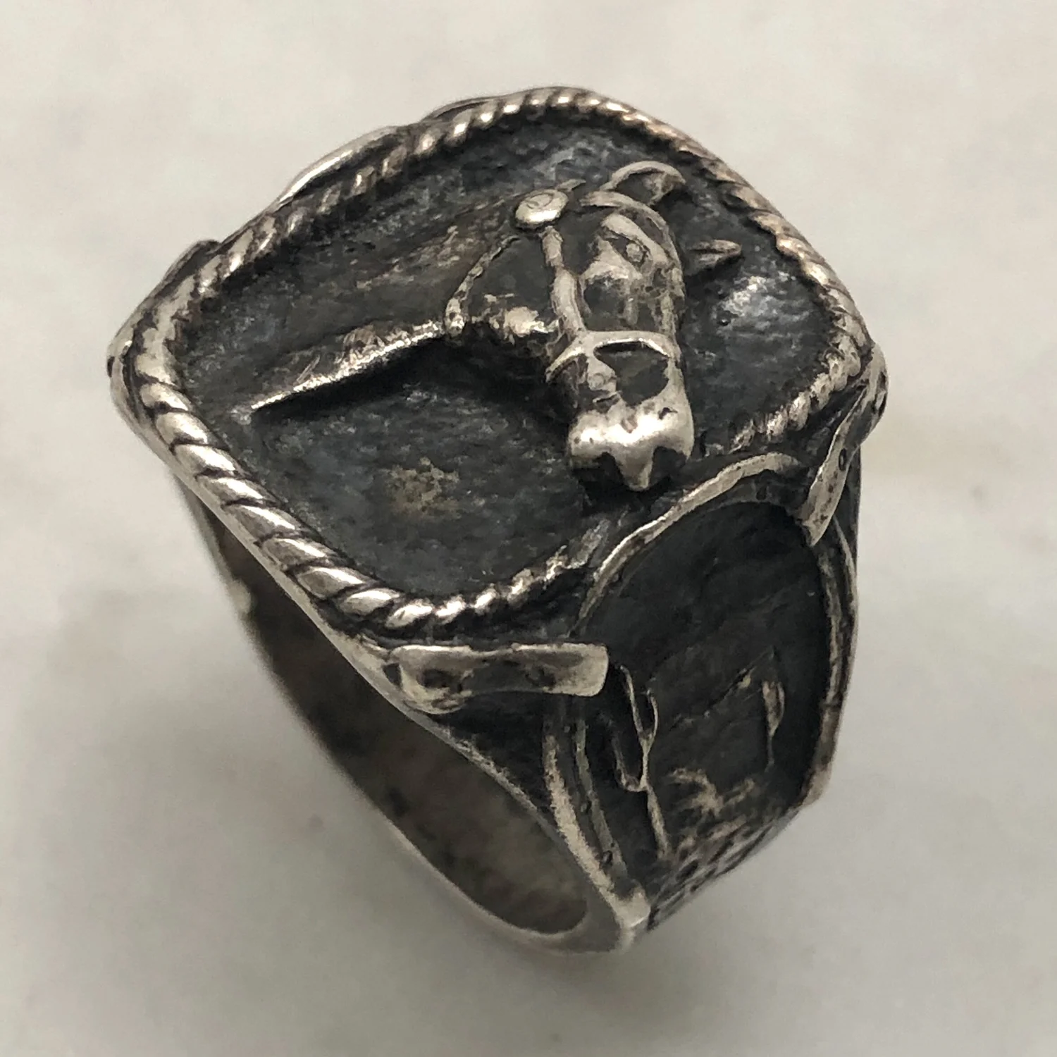 Vintage Fred Harvey Era Horse Horseshoes Cowboy Bucking Bronco