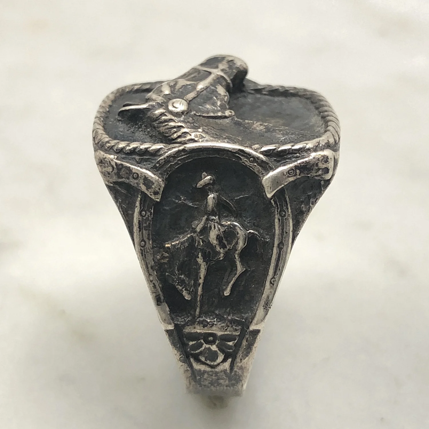 Vintage Fred Harvey Era Horse Horseshoes Cowboy Bucking Bronco