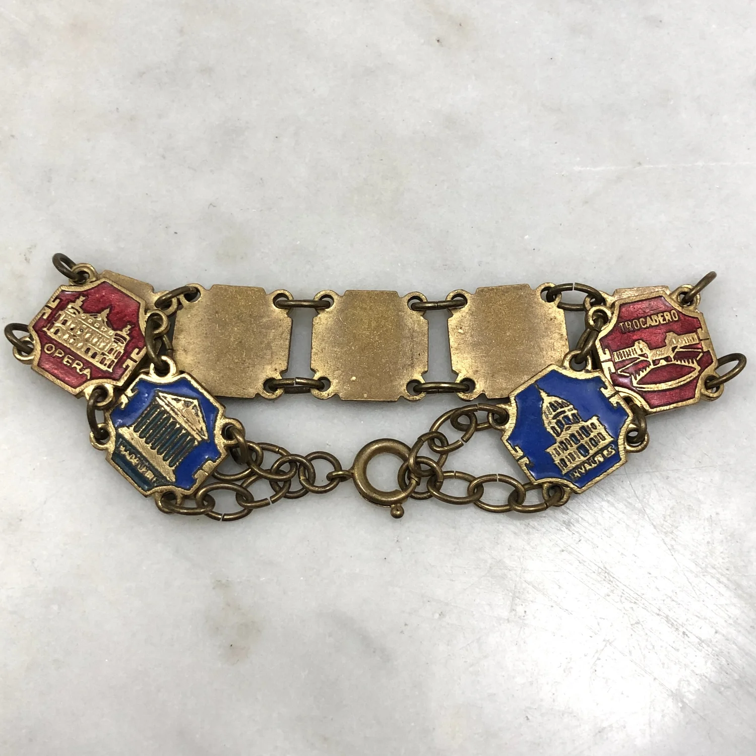 Vintage Enamel Paris Souvenir Bracelet — Worn-Over-Time
