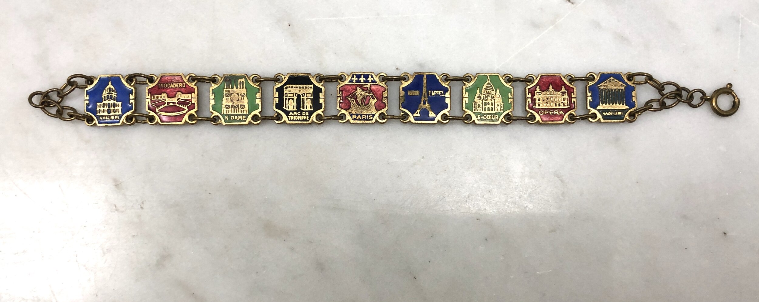 Vintage Enamel Paris Souvenir Bracelet